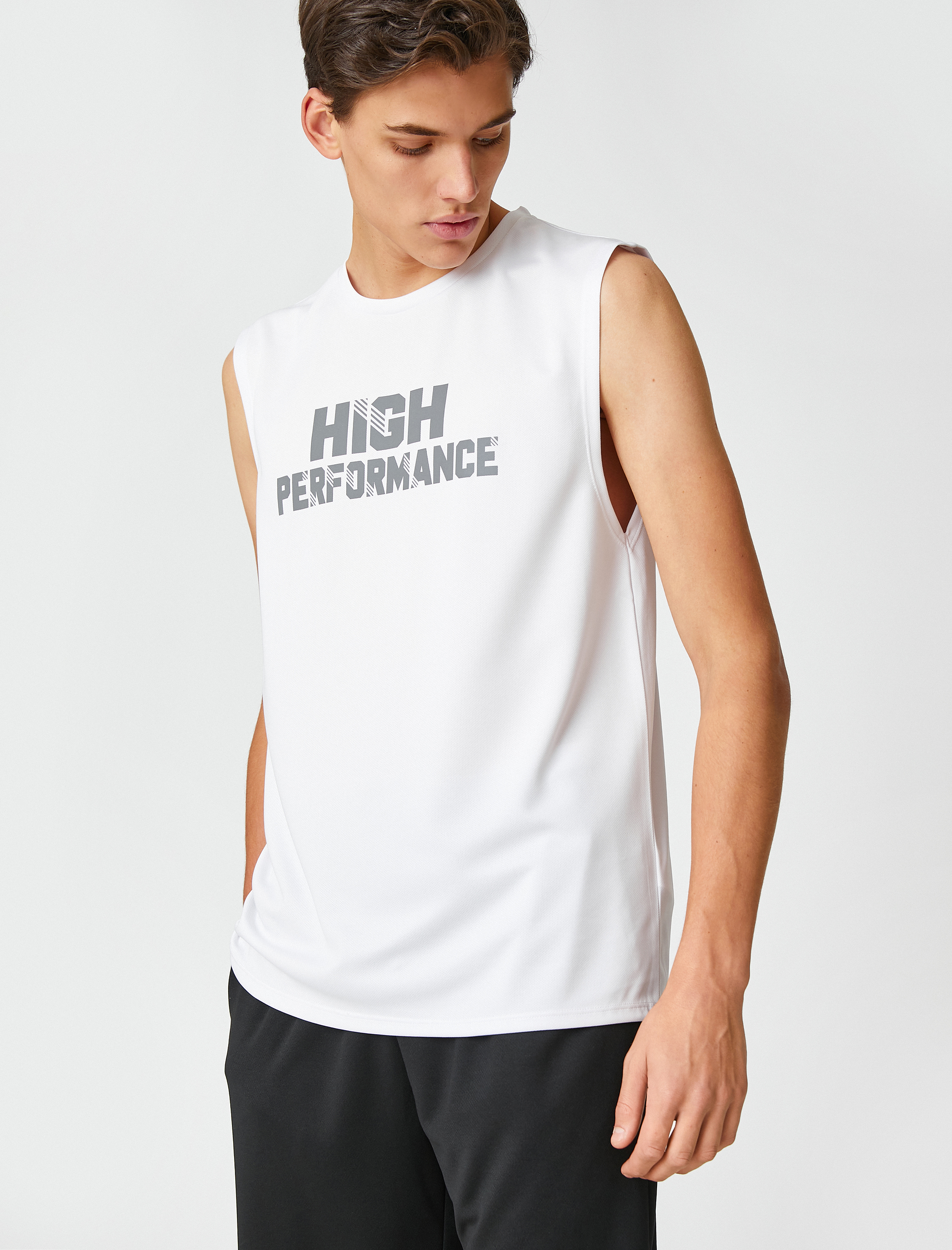   Sporcu Atleti Kolsuz Slogan Baskılı Bisiklet Yaka