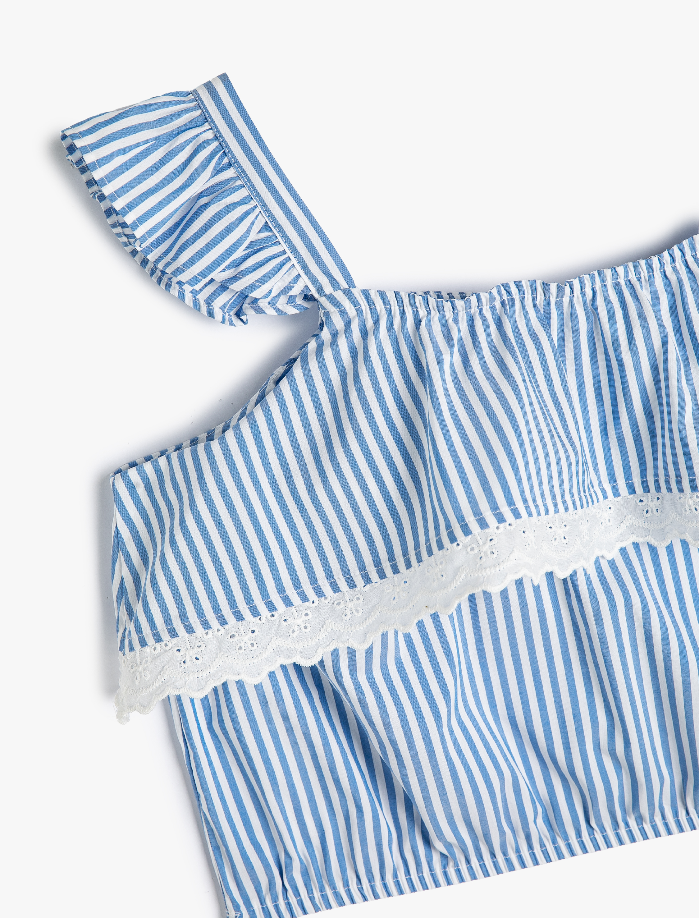  Kız Çocuk Crop Bluz Askılı Fırfırlı Fisto Detaylı