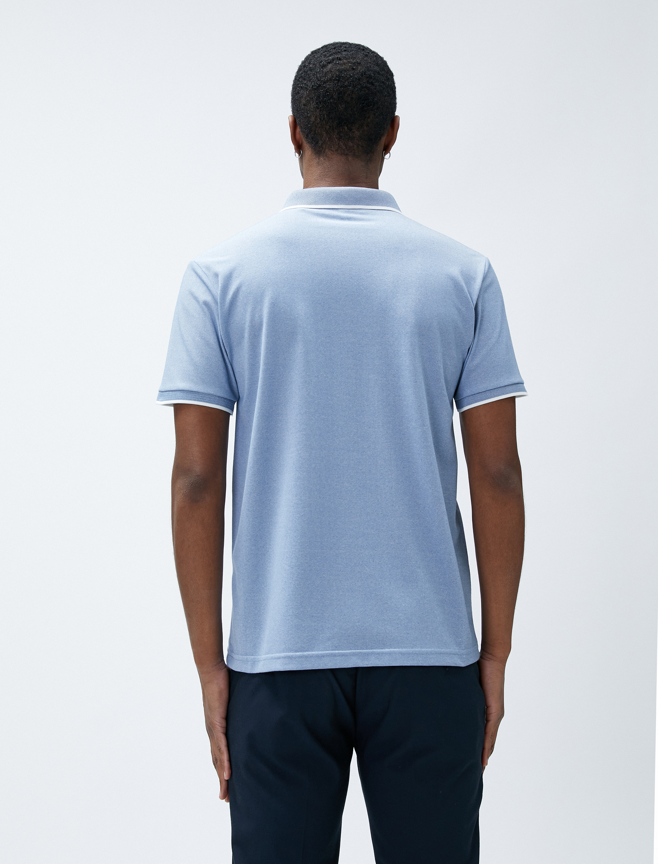   Polo Yaka Tişört Düğmeli Dar Kesim Kısa Kollu