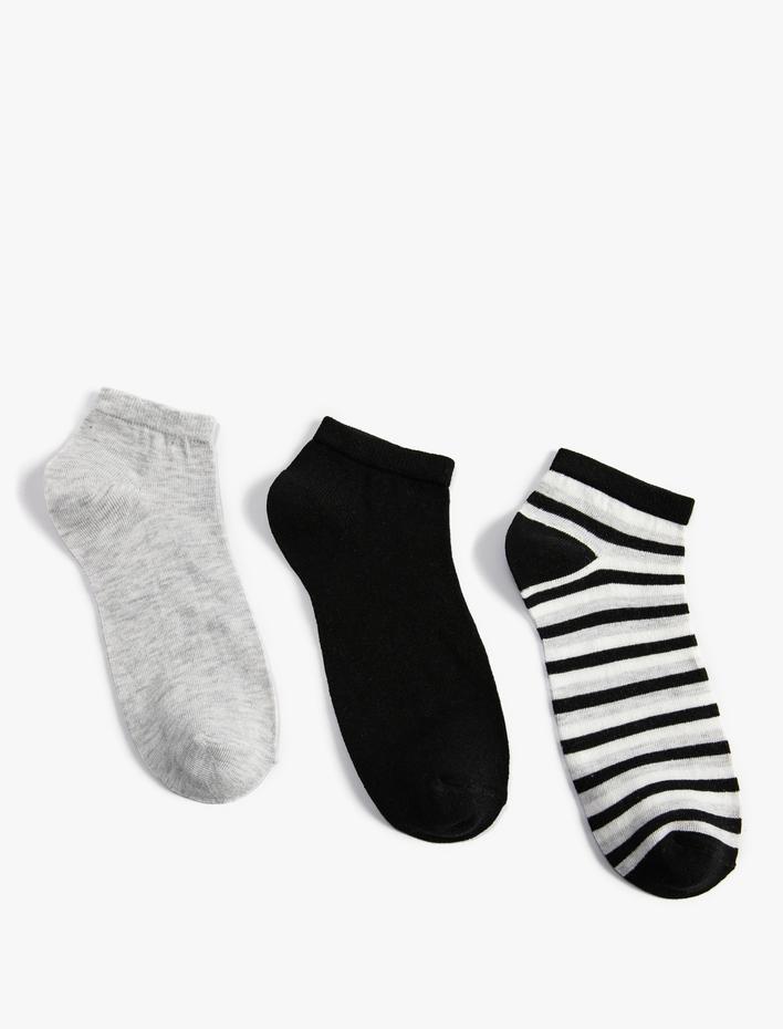 Erkek Çizgili 3'lü Patik Çorap Seti