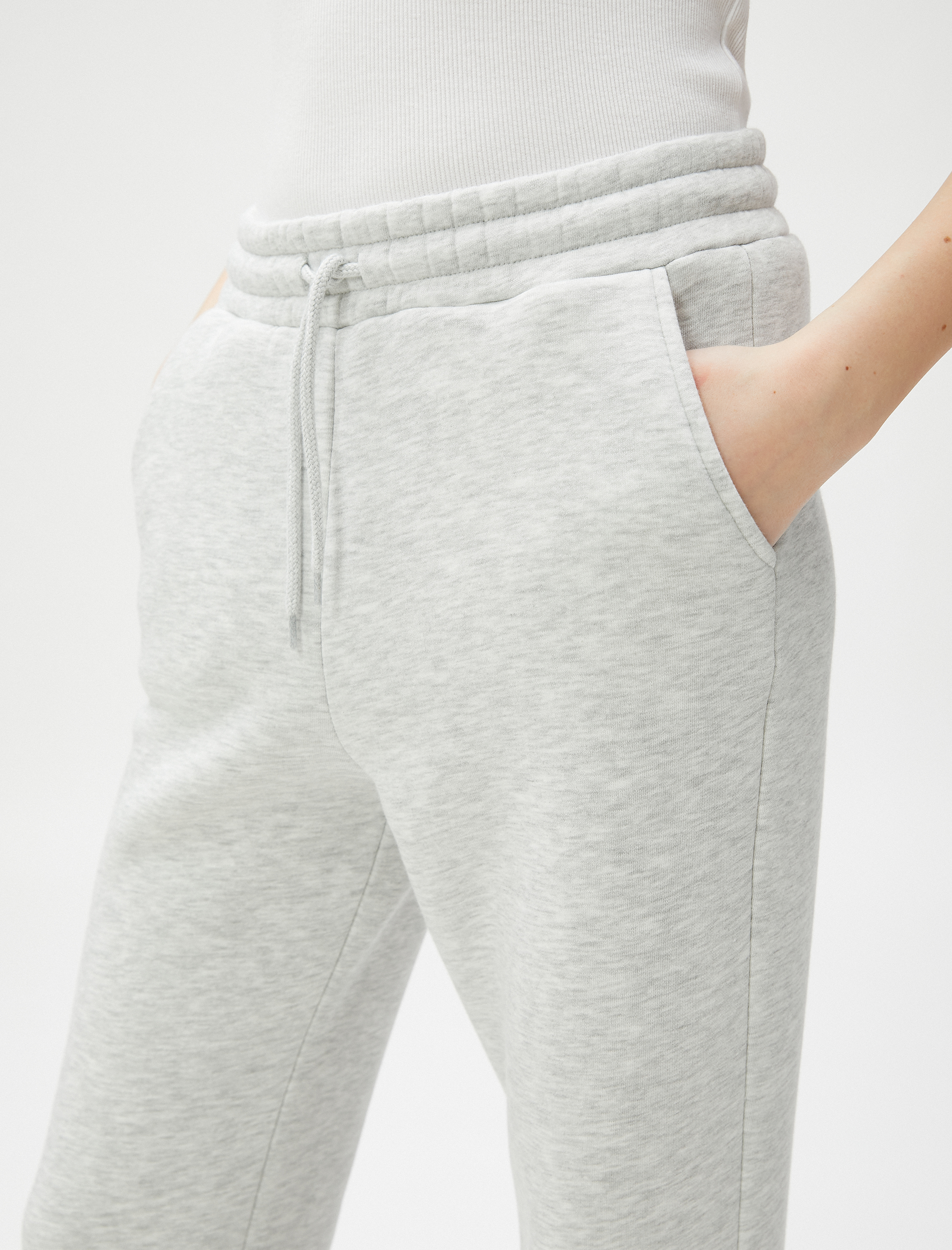 Şardonlu Jogger Eşofman Altı Beli Lastikli Bağcıklı Cep Detaylı