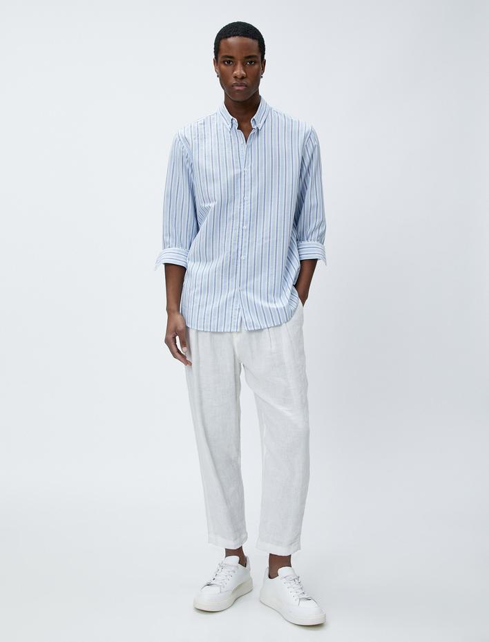  Klasik Manşet Yaka Gömlek Düğmeli Uzun Kollu