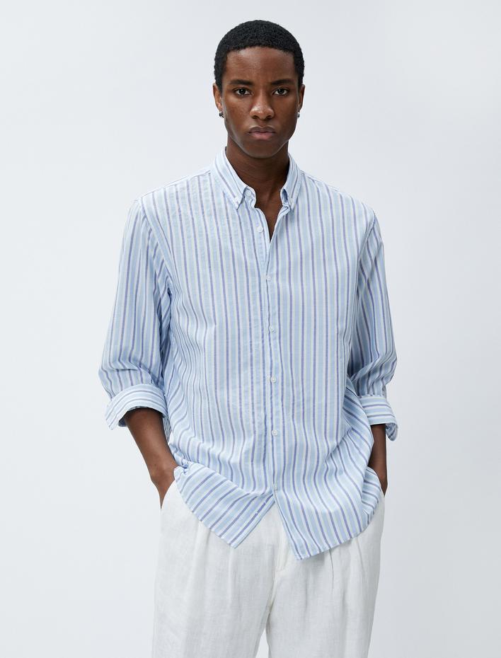  Klasik Manşet Yaka Gömlek Düğmeli Uzun Kollu