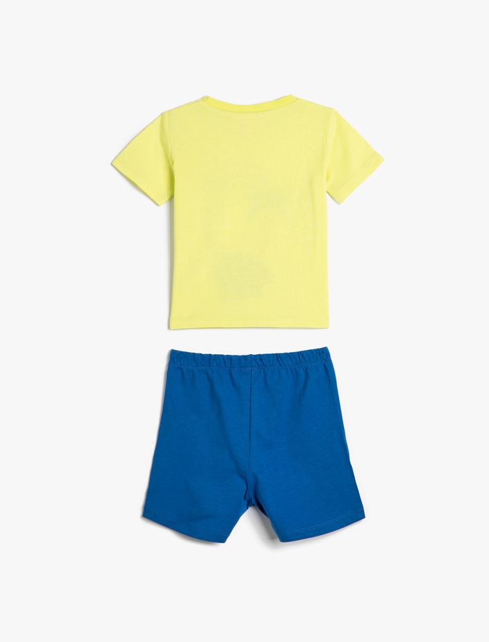 Erkek Bebek Takım 2'li Şort Tişört Baskılı Pamuklu