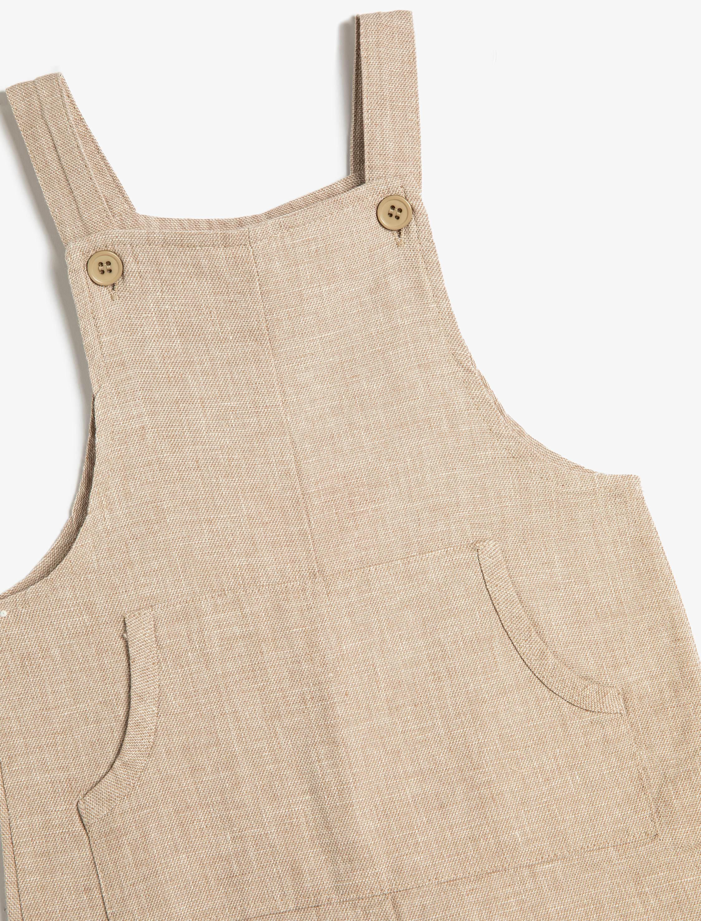  Erkek Bebek Keten Tulum Şort Kanguru Cepli