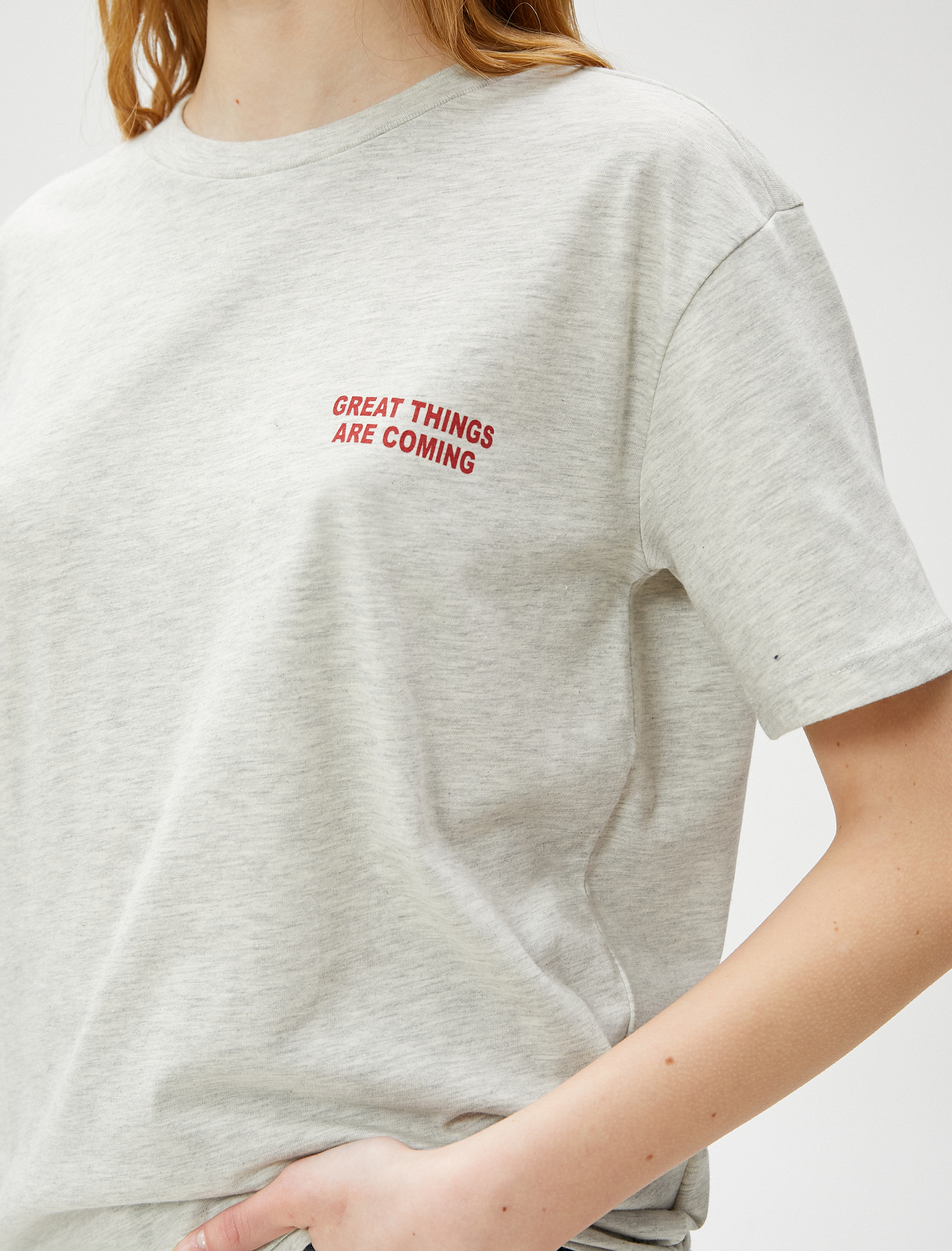   Sırt Baskılı Tişört Bisiklet Yaka Kısa Kollu Pamuklu