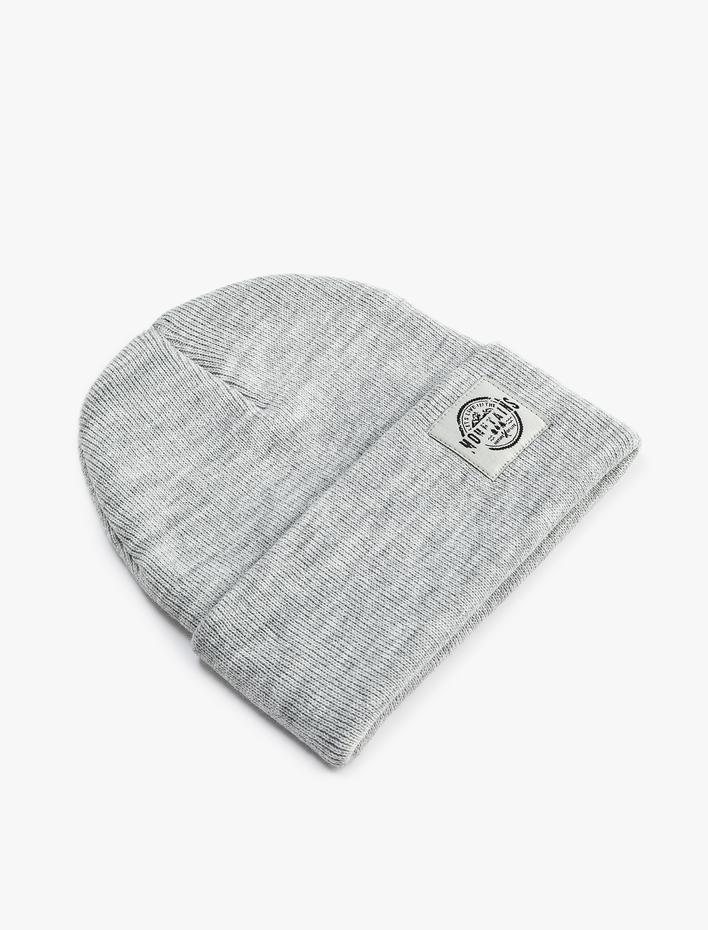 Erkek Basic Bere Manzara Etiket Baskılı Katlama Detaylı