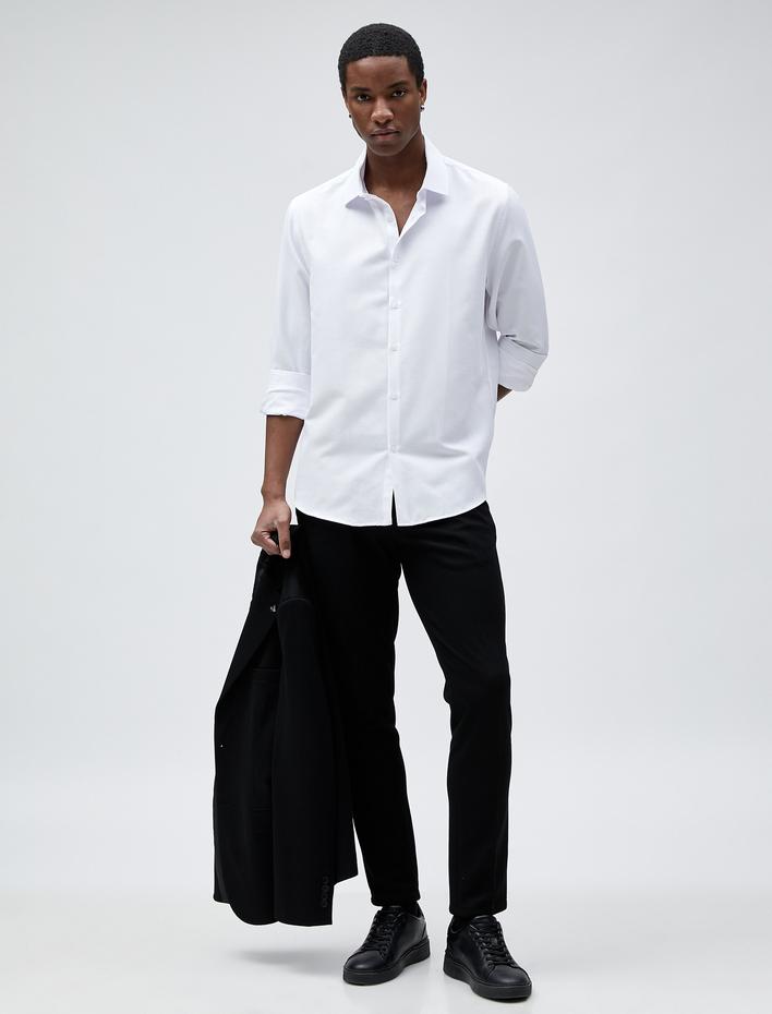  Spor Gömlek Slim Fit Klasik Yaka Uzun Kollu Non Iron