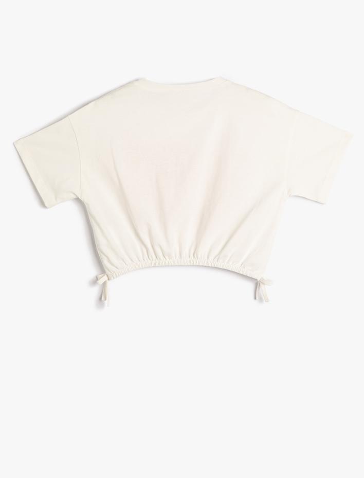 Kız Çocuk Crop Oversize Tişört Kısa Kollu Bisiklet Yaka