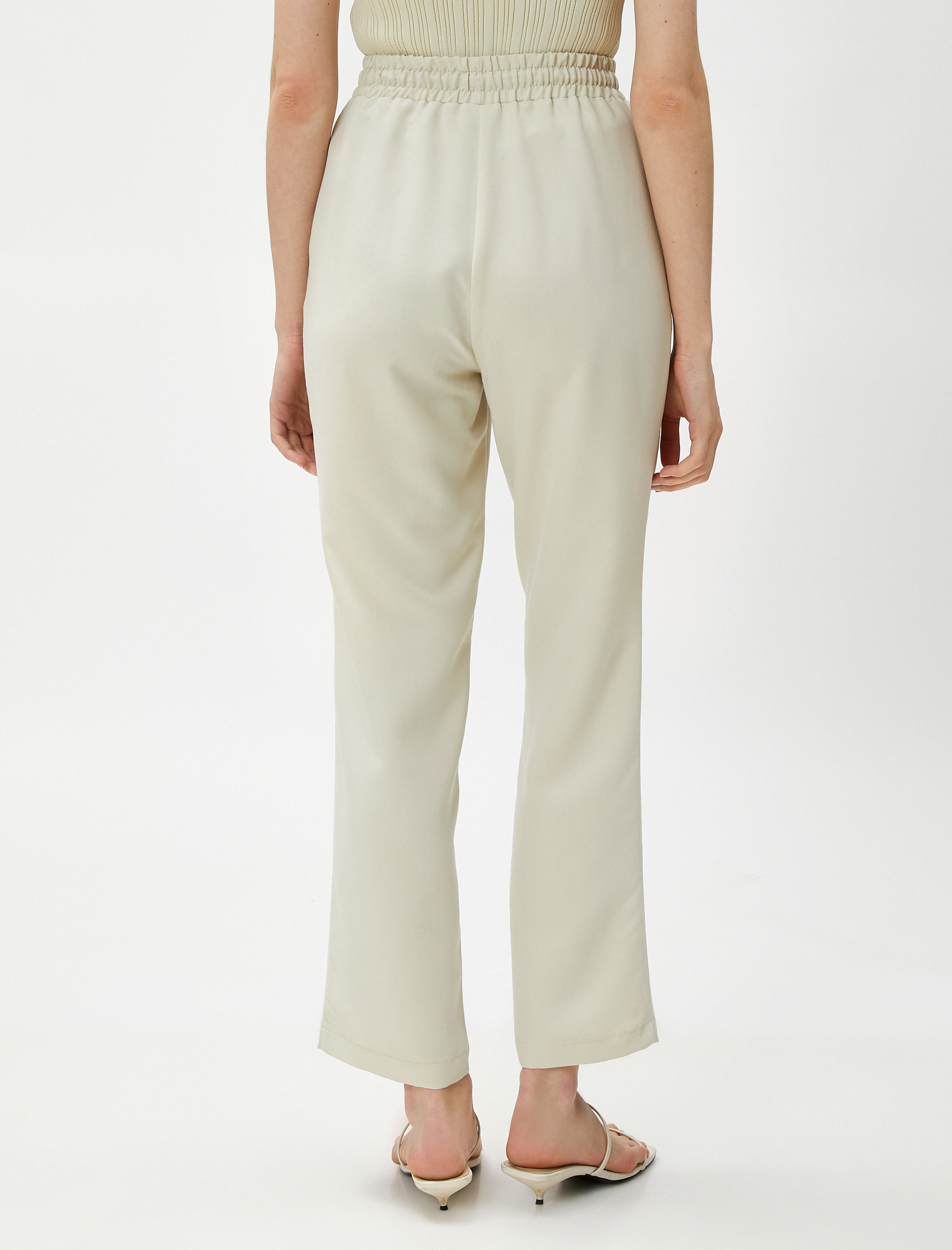   Beli Bağlamalı Pantolon Düz Paça Modal Karışımlı