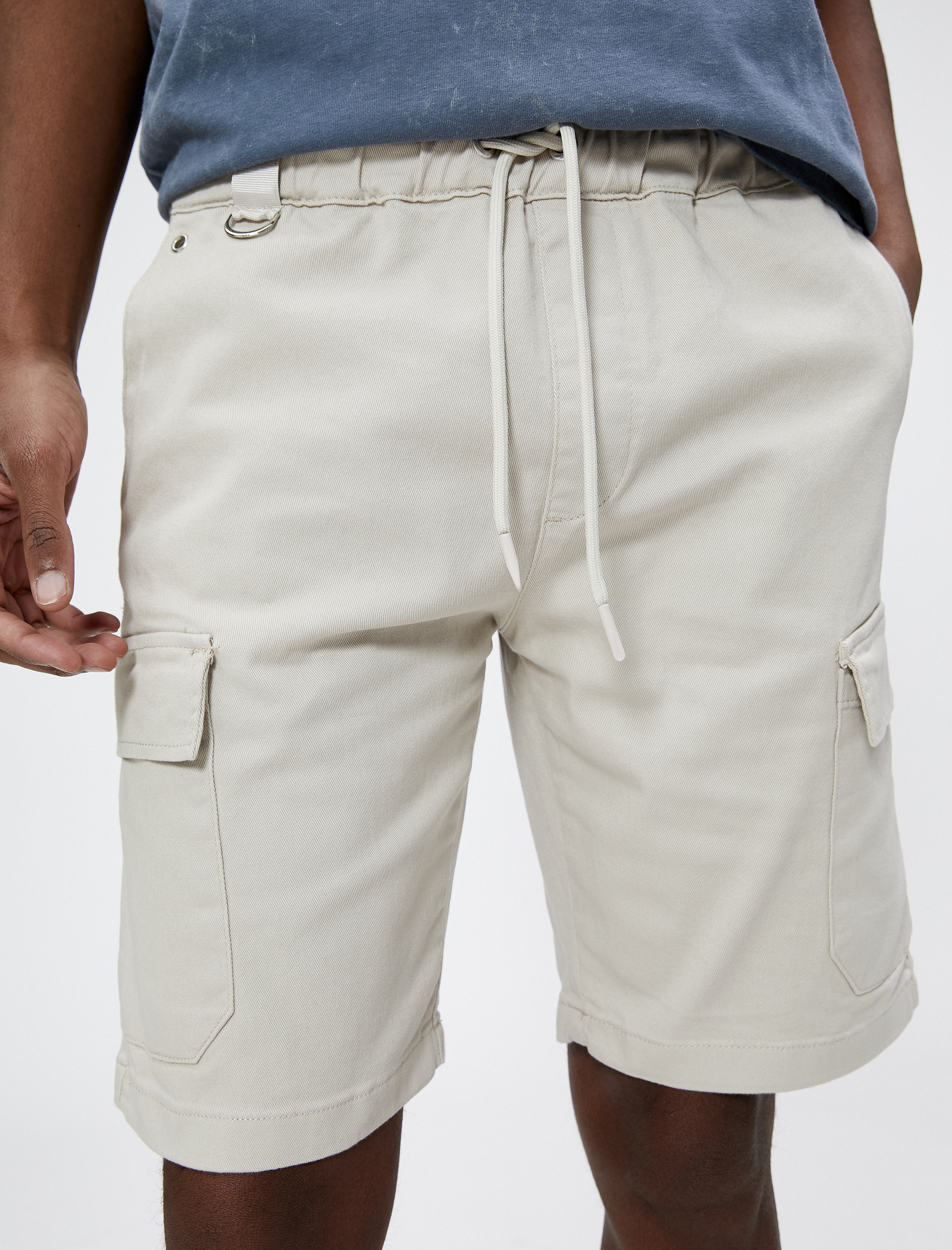   Basic Kargo Şort Beli Bağcıklı Cep Detaylı Pamuklu