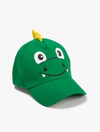 Dinozor Şapka Aplike Detaylı Pamuklu