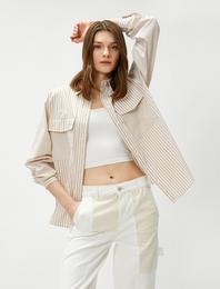 Cepli Gömlek Uzun Kollu Pamuk Karışımlı