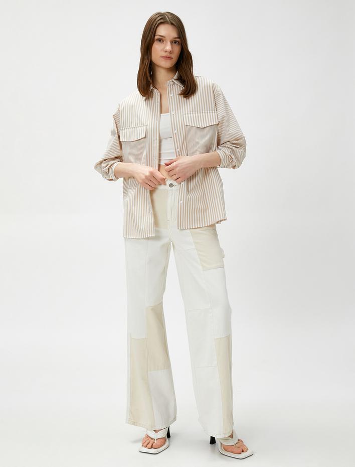  Cepli Gömlek Uzun Kollu Pamuk Karışımlı