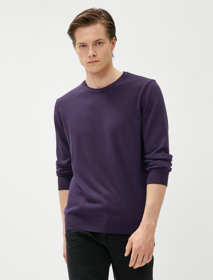  Basic Triko Kazak Bisiklet Yaka Dar Kesim Uzun Kollu