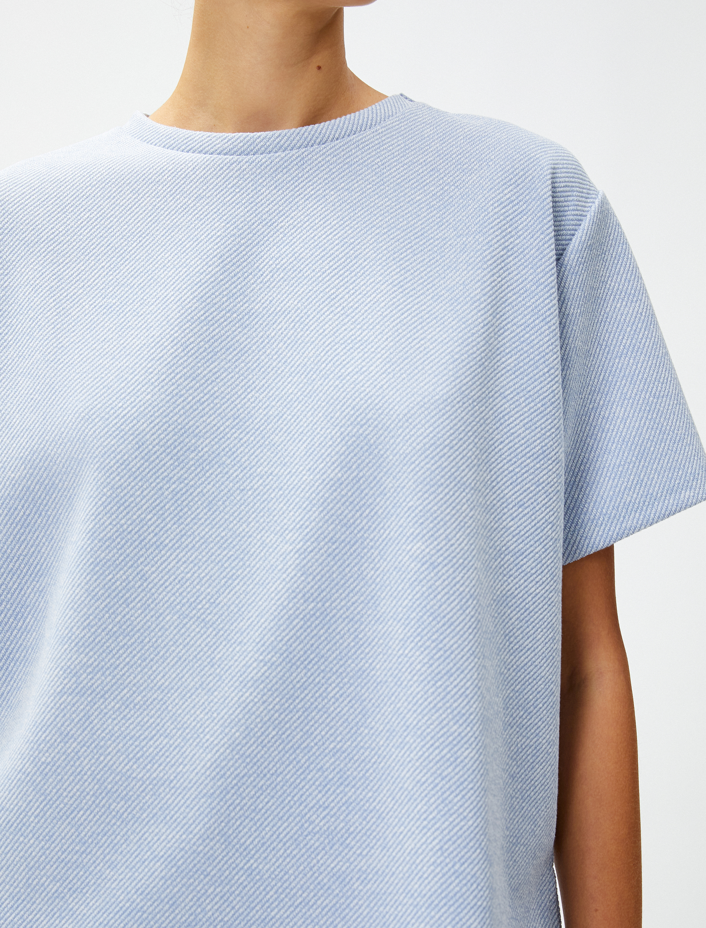   Oversize Tişört Kısa Kollu Bisiklet Yaka