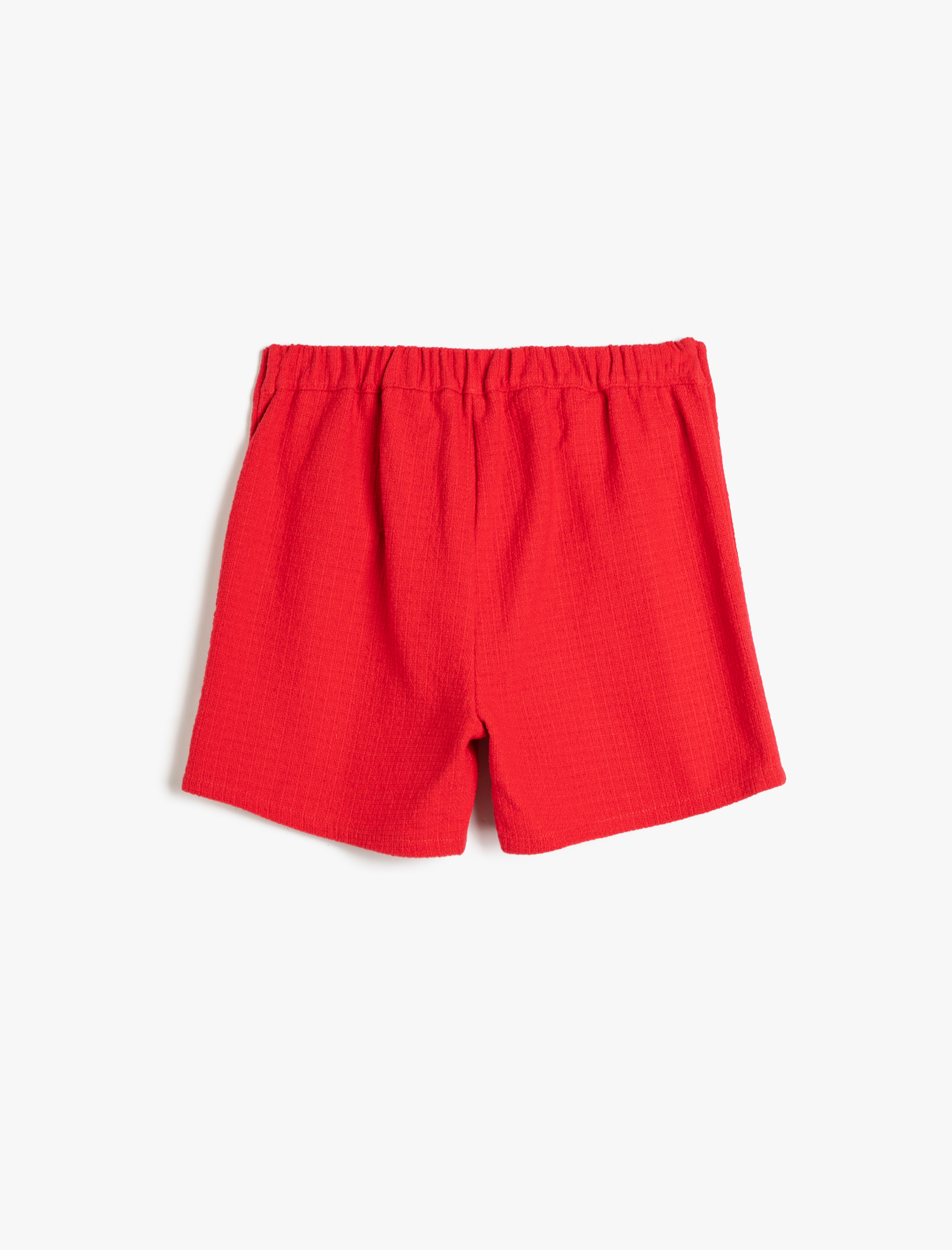  Kız Çocuk Tüvit Şort Süs Cepli Pamuklu