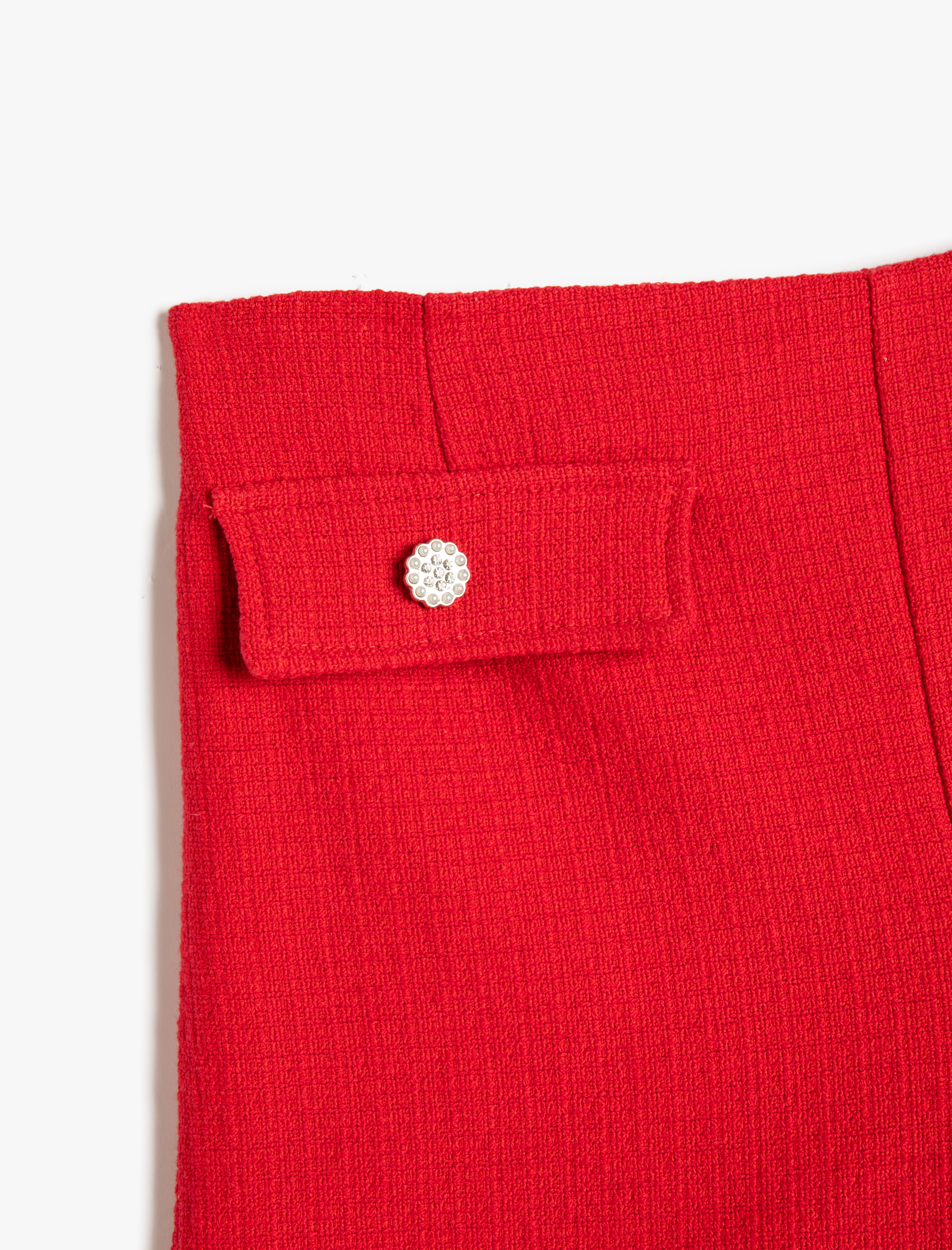  Kız Çocuk Tüvit Şort Süs Cepli Pamuklu