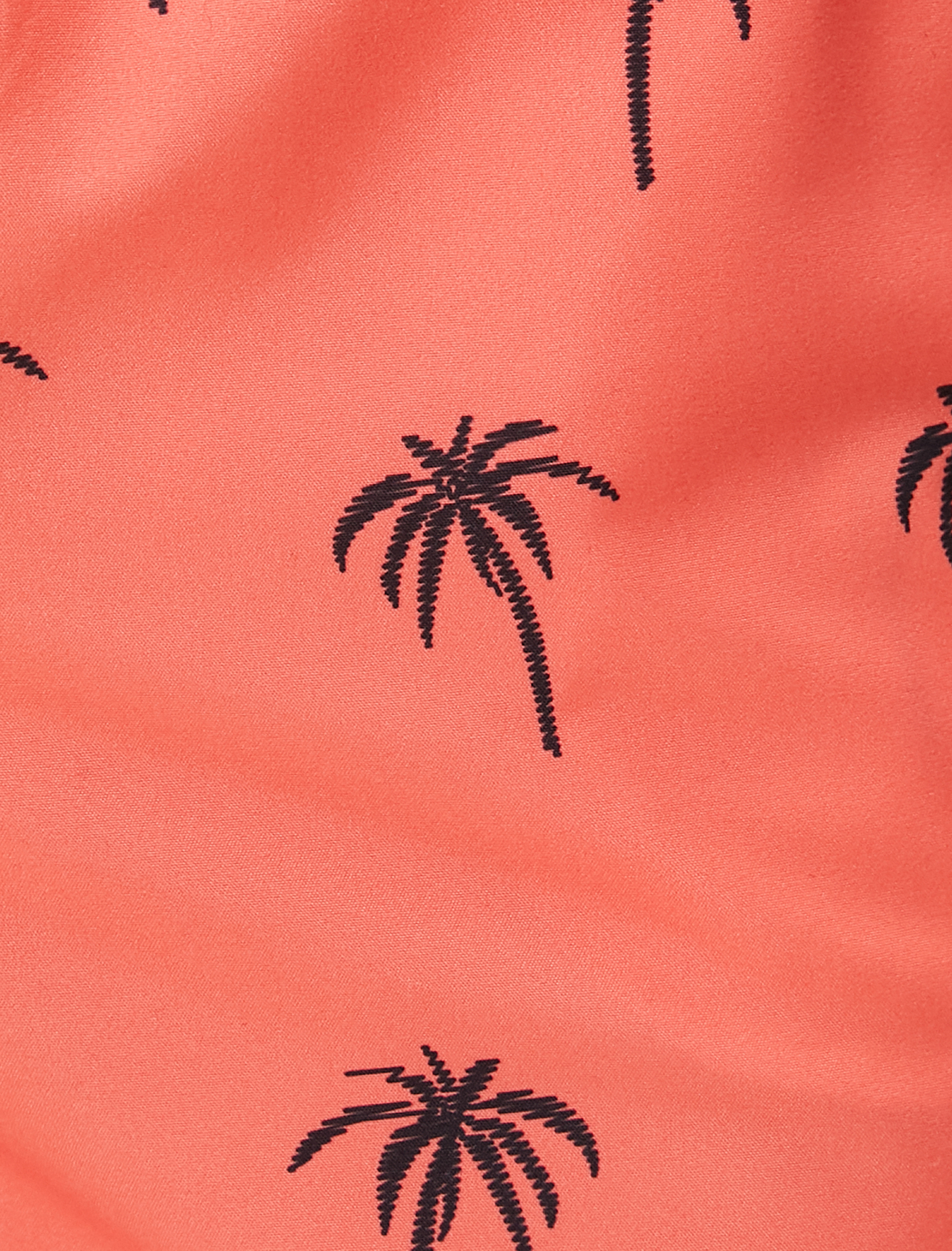   Deniz Şortu Palmiye Baskılı Beli Bağcıklı Cepli