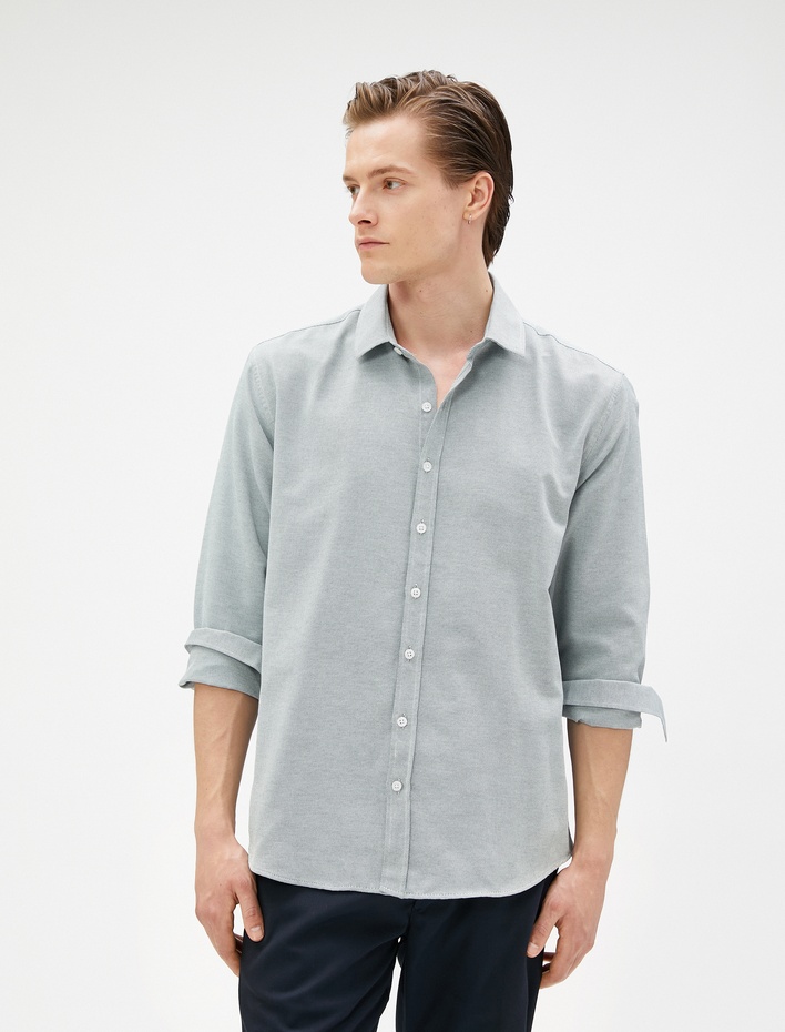  Basic Gömlek Klasik Manşet Yaka Uzun Kollu Düğmeli Non Iron