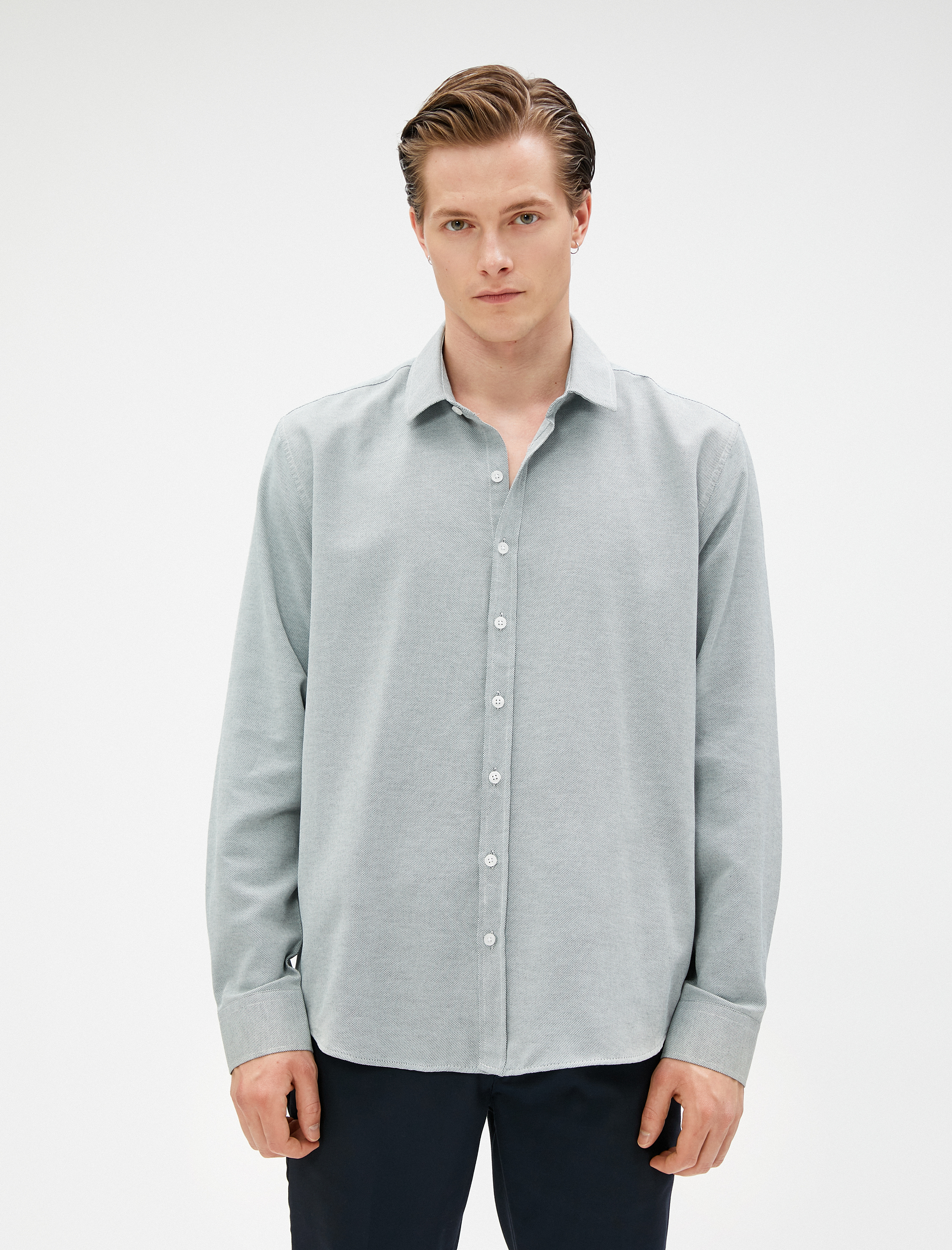   Basic Gömlek Klasik Manşet Yaka Uzun Kollu Düğmeli Non Iron