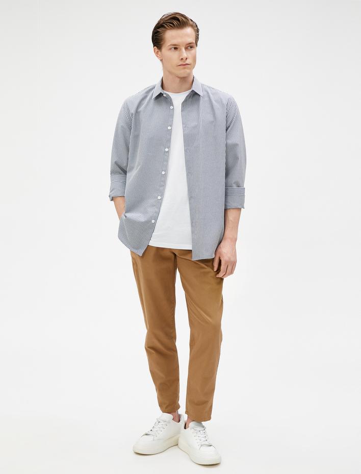  Spor Gömlek Slim Fit Klasik Yaka Uzun Kollu Non Iron