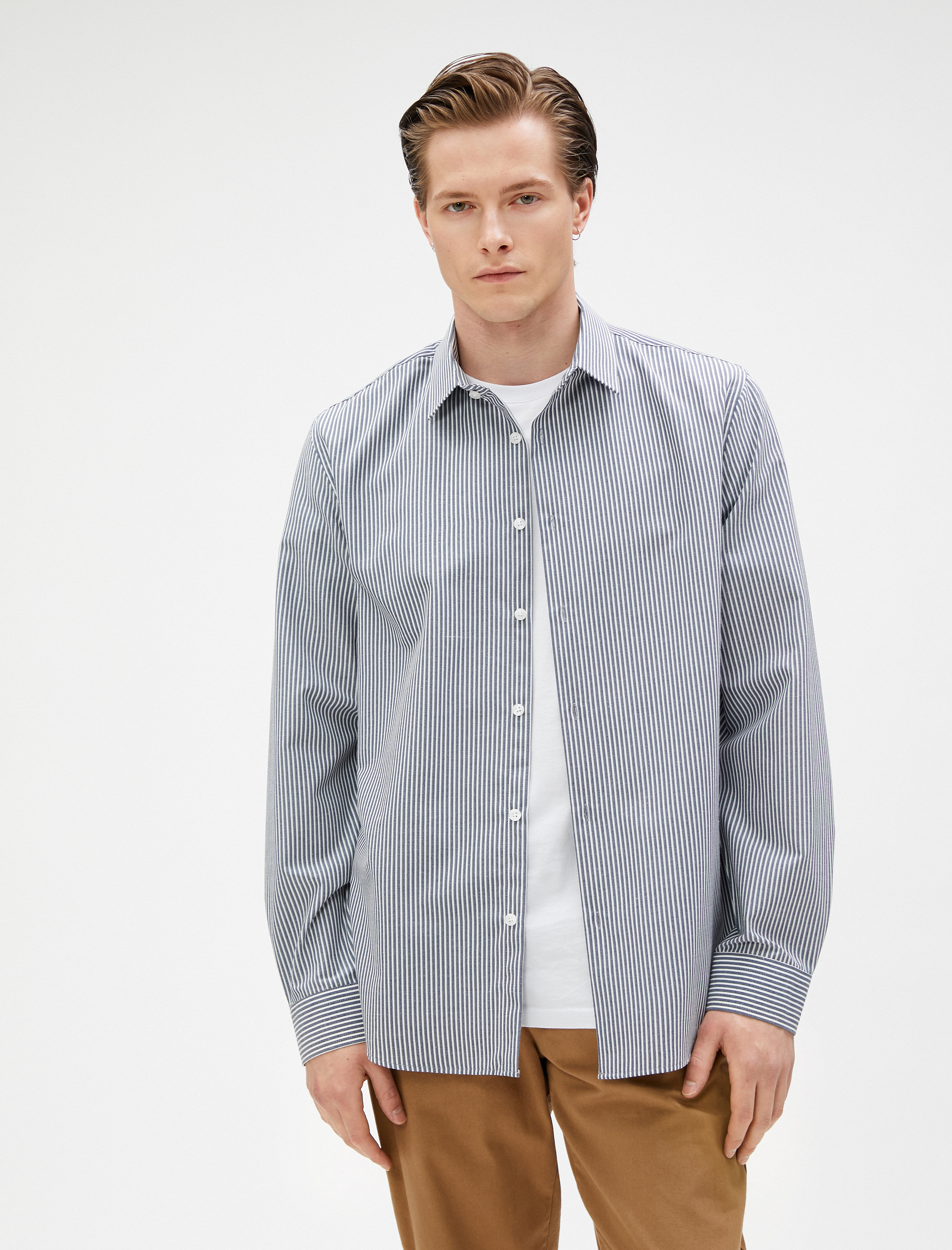   Spor Gömlek Slim Fit Klasik Yaka Uzun Kollu Non Iron