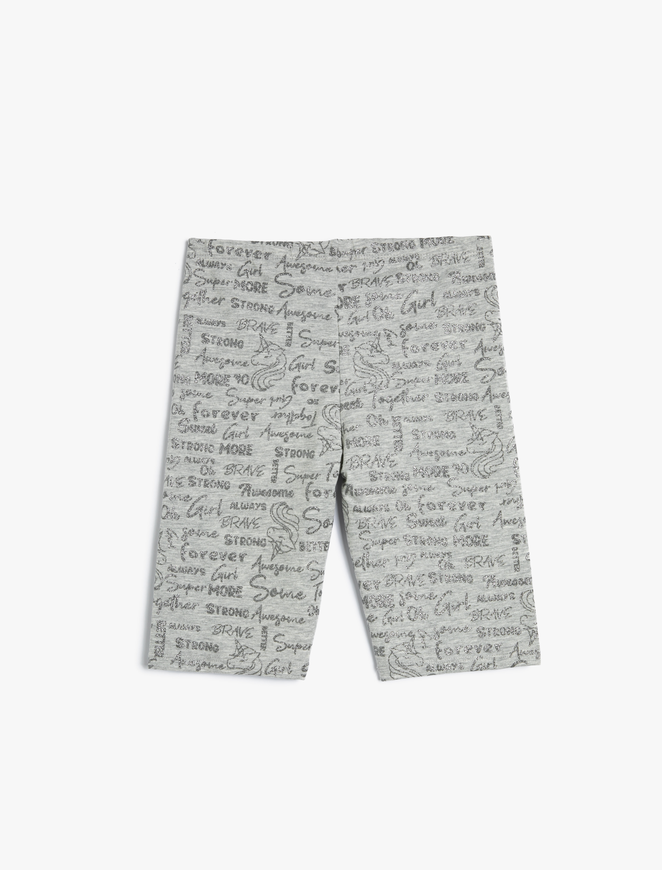  Kız Çocuk Unicorn Biker Tayt Simli Beli Lastikli Baskılı