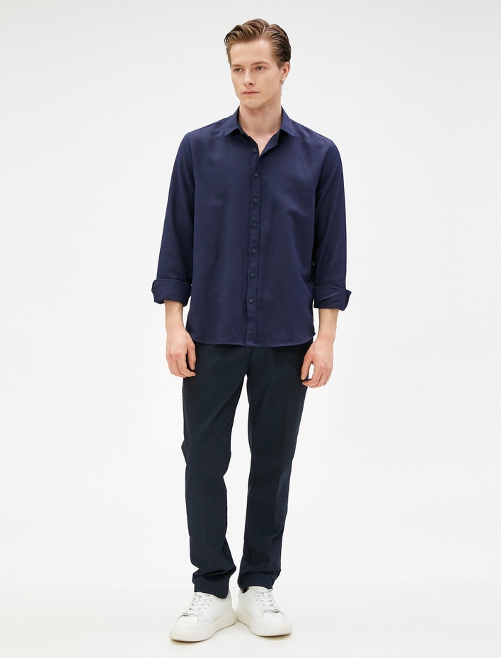  Basic Gömlek Klasik Manşet Yaka Uzun Kollu Düğmeli Non Iron