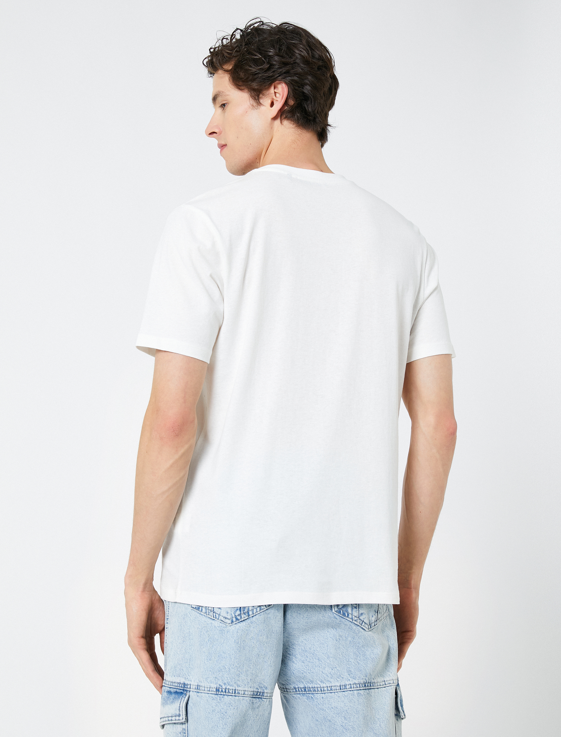   Slogan Baskılı Tişört Bisiklet Yaka Kısa Kollu Pamuklu