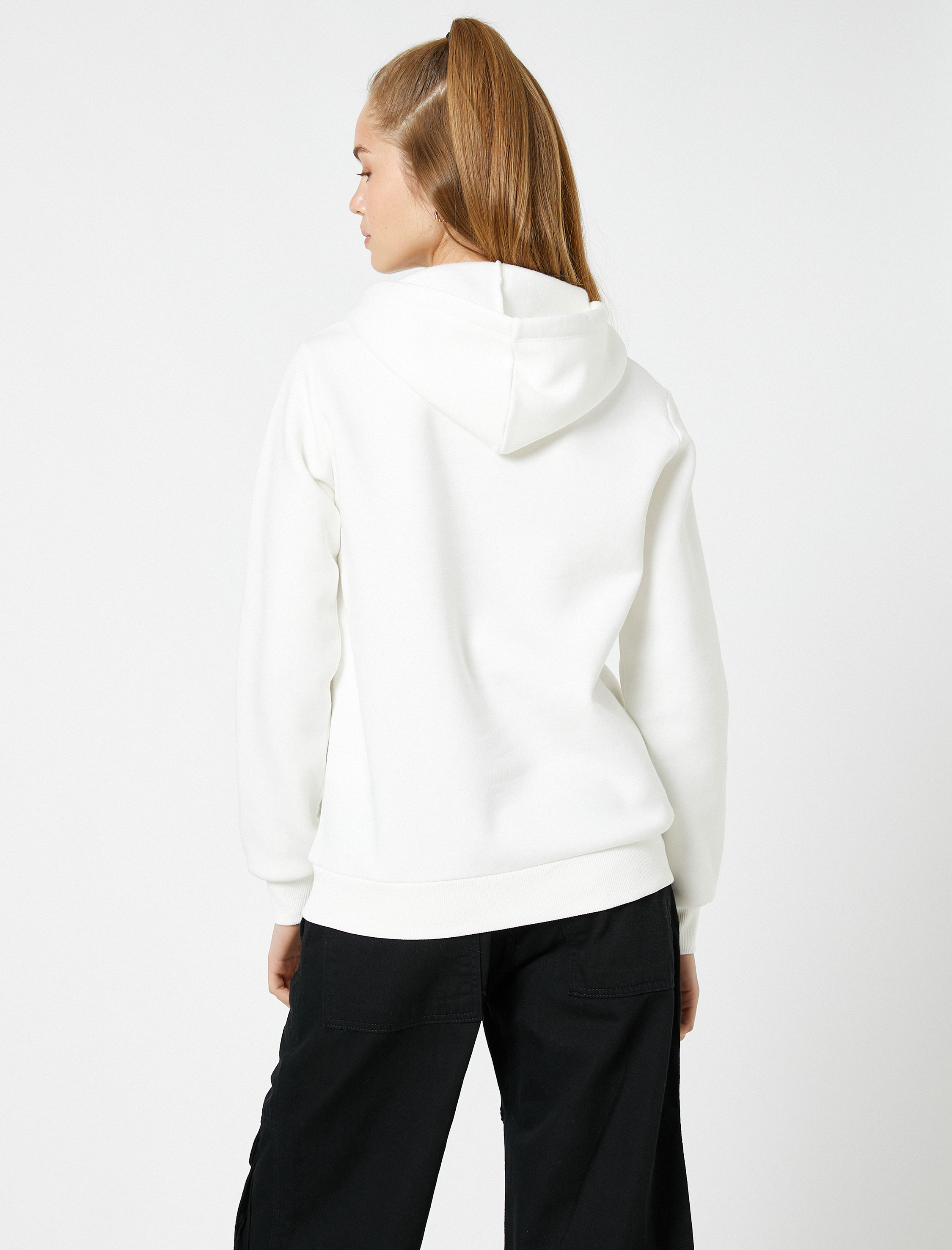   Şardonlu Kapüşonlu Sweatshirt Basic Kanguru Cepli Uzun Kollu