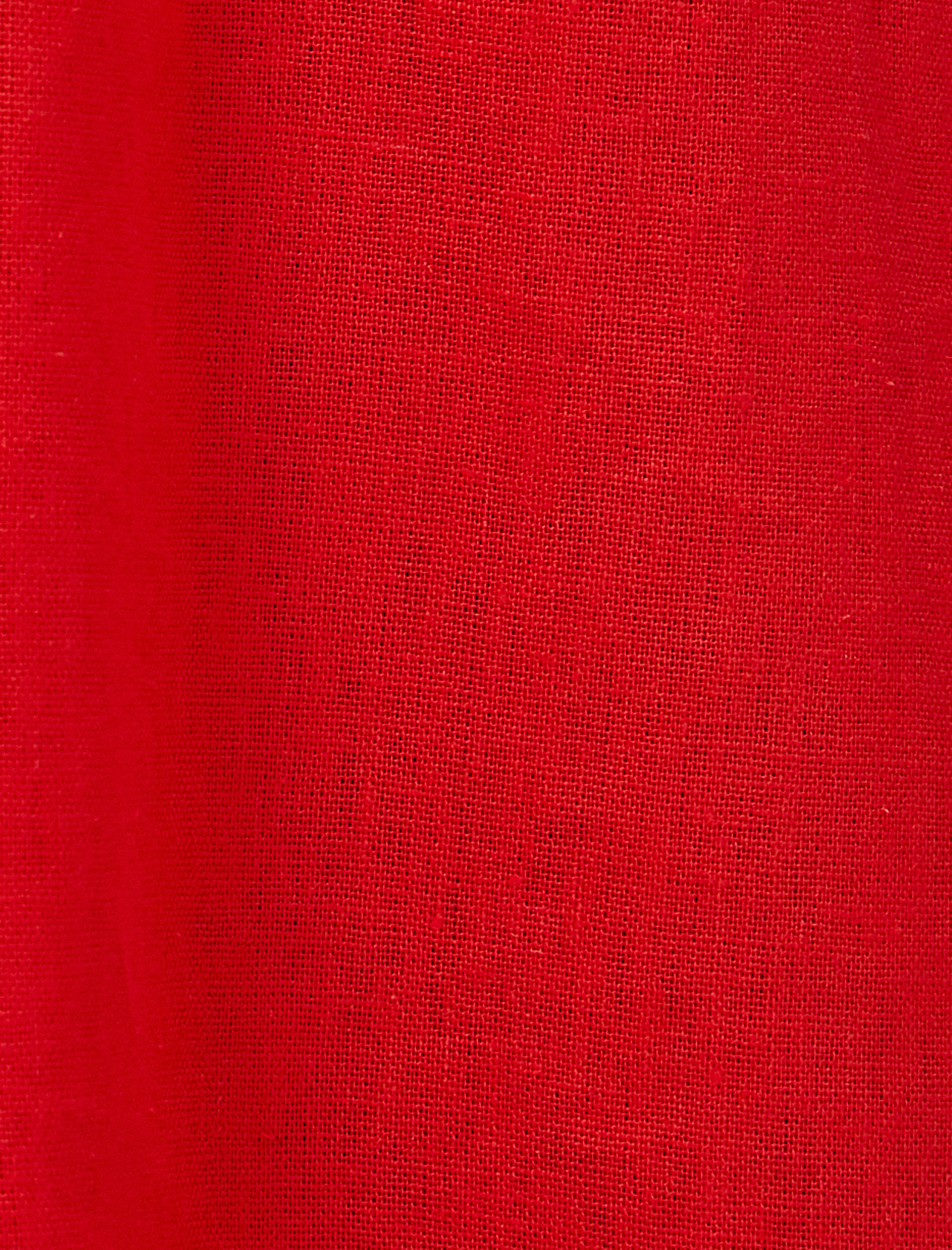   V Yaka Elbise Keten Karışımlı Fırfırlı Düğmeli Beli Bağcıklı