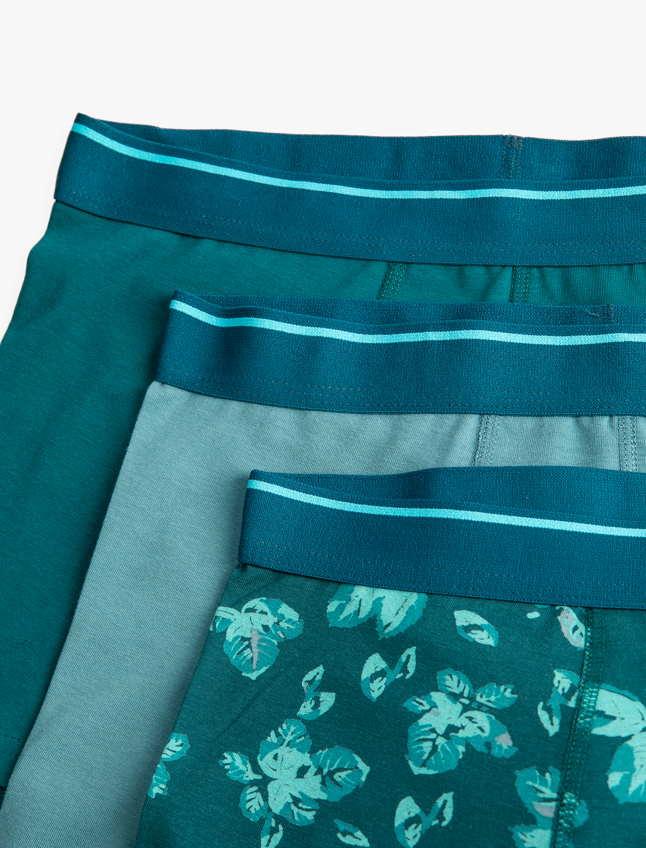   3'lü Boxer Seti Yaprak Baskılı Beli Lastikli Pamuklu