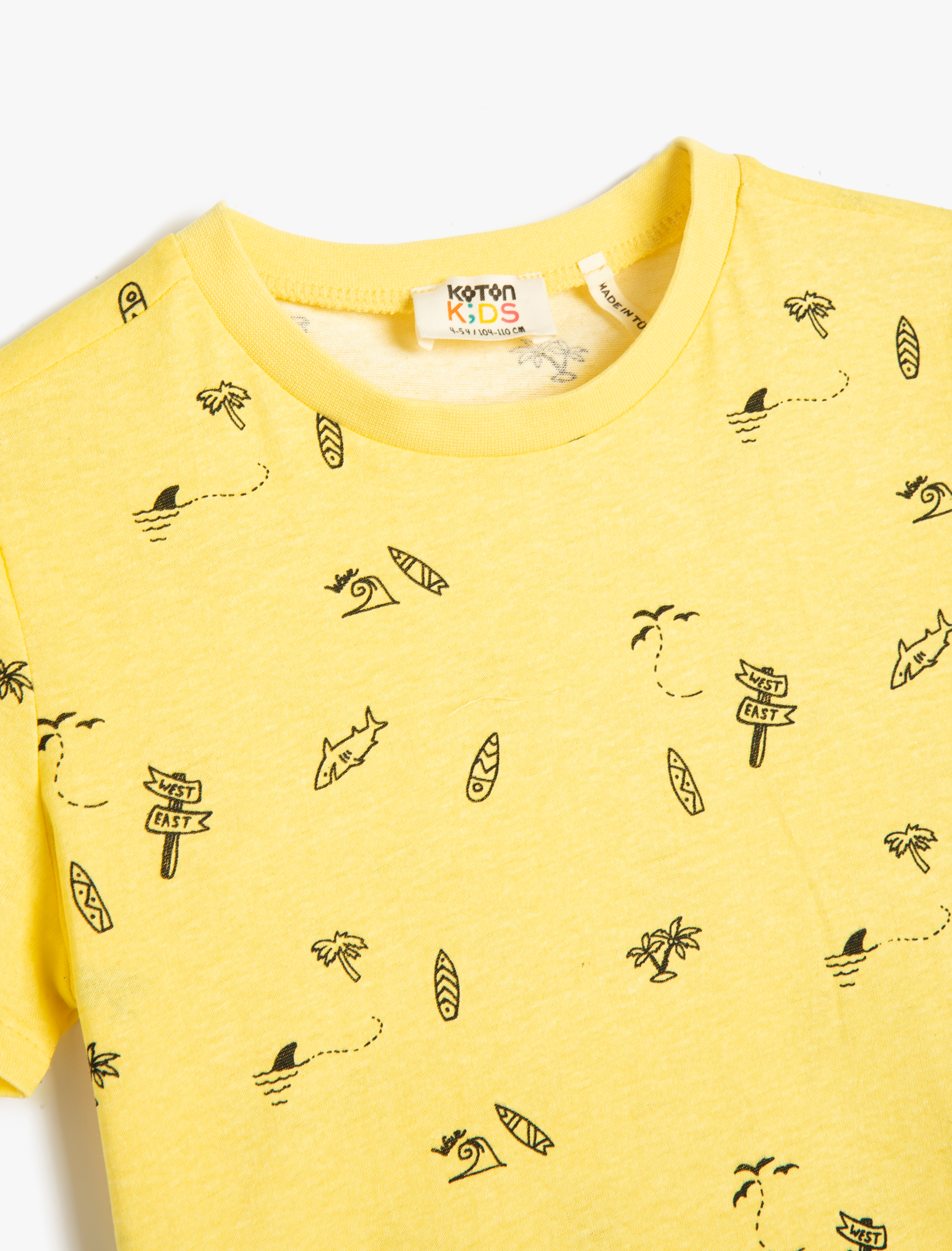  Erkek Çocuk Kısa Kollu Tişört Bisiklet Yaka Baskılı Pamuklu