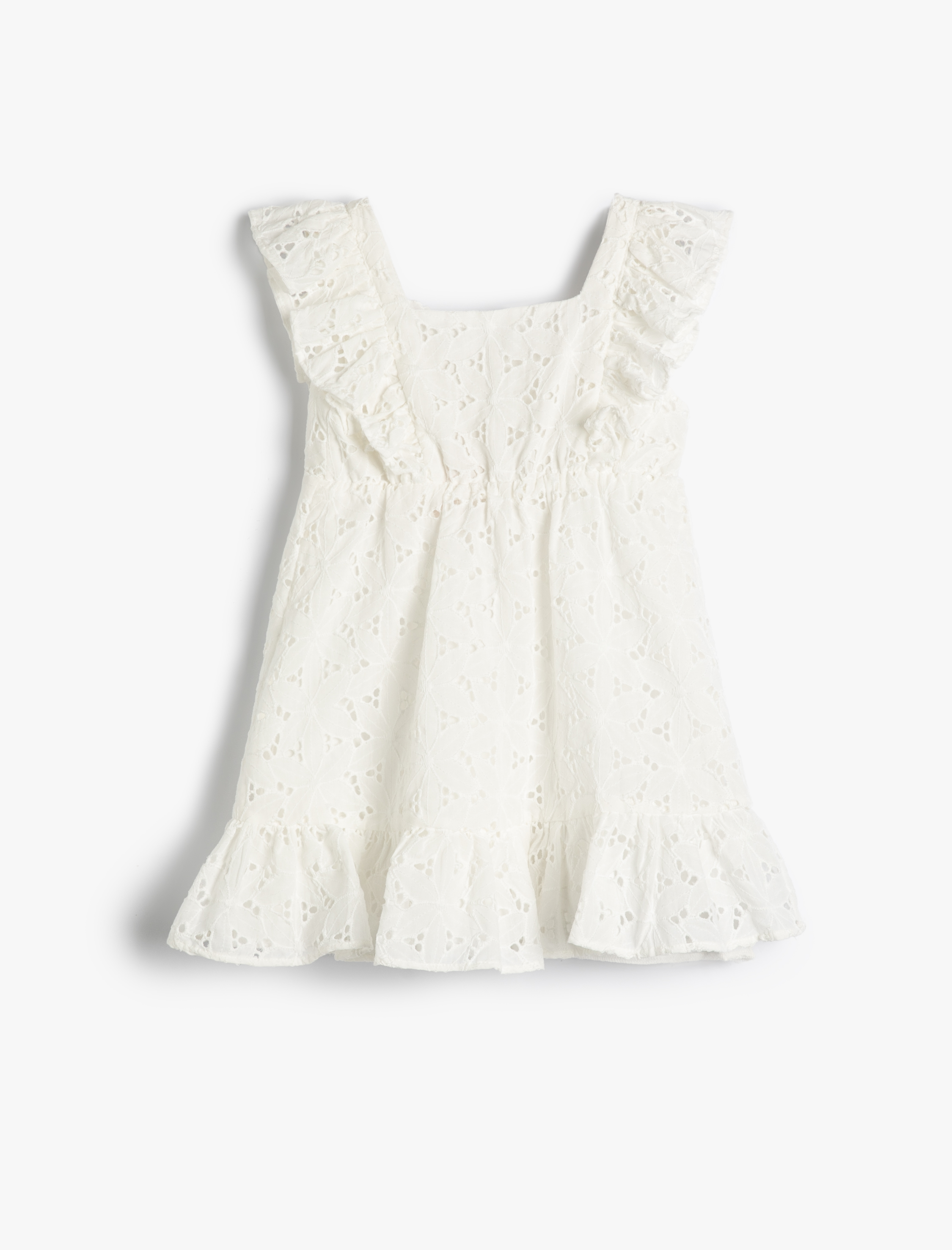  Kız Bebek Elbise Çiçekli Fistolu Fırfırlı Pamuklu Astarlı