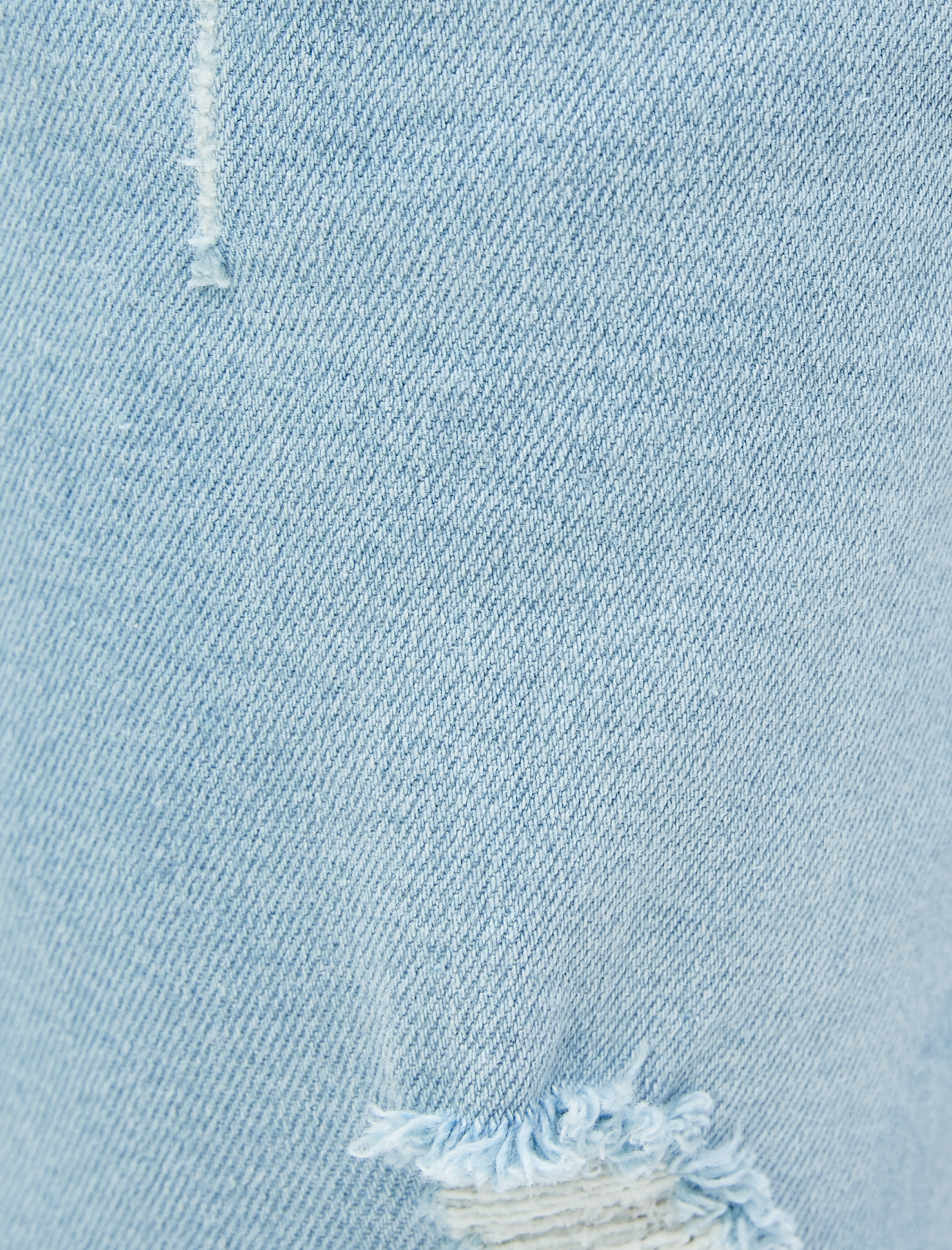   Yırtık Kot Şort Bermuda Katlı Paça Detaylı Düğmeli Pamuklu