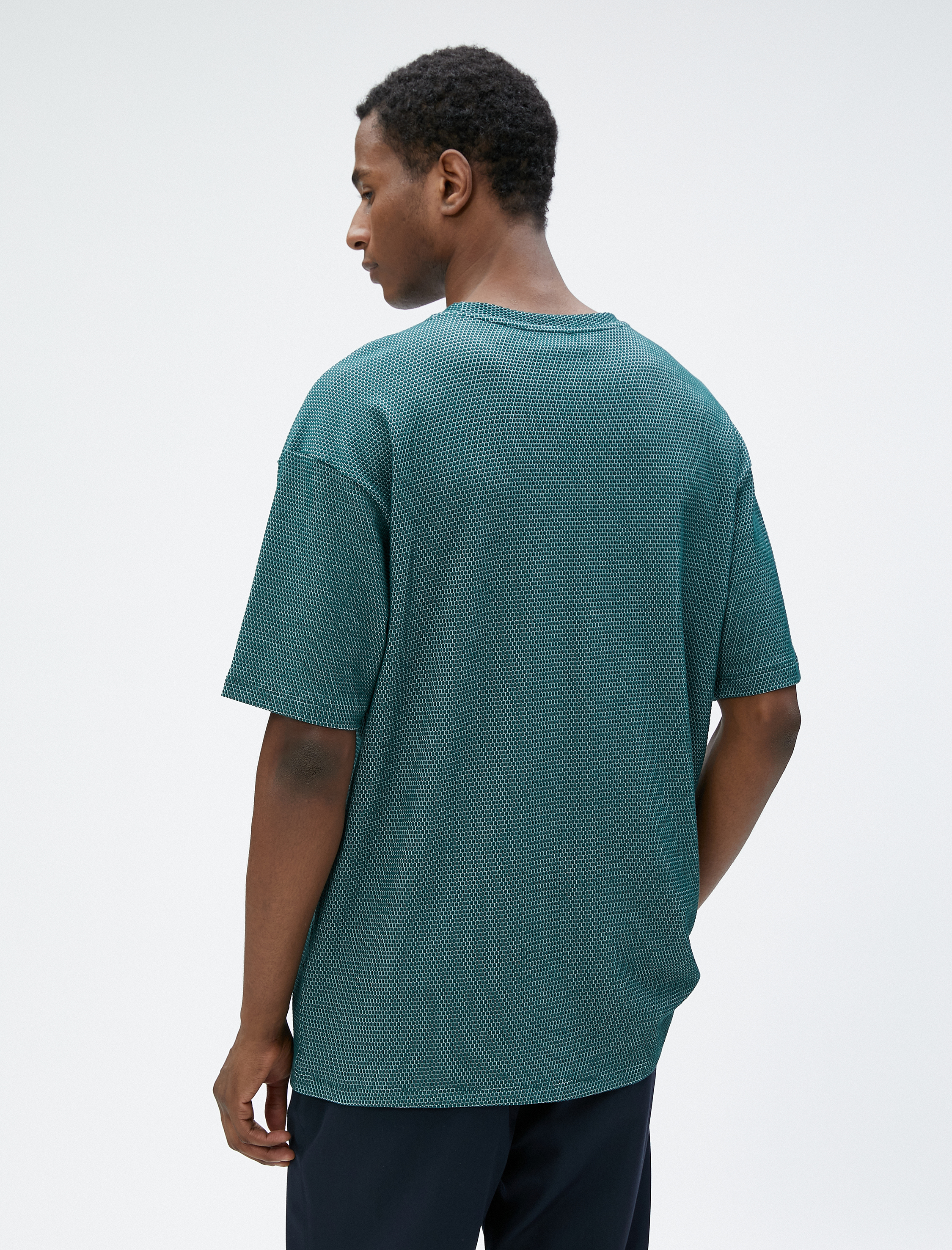   Oversize Tişört Slogan İşlemeli Kısa Kollu Bisiklet Yaka