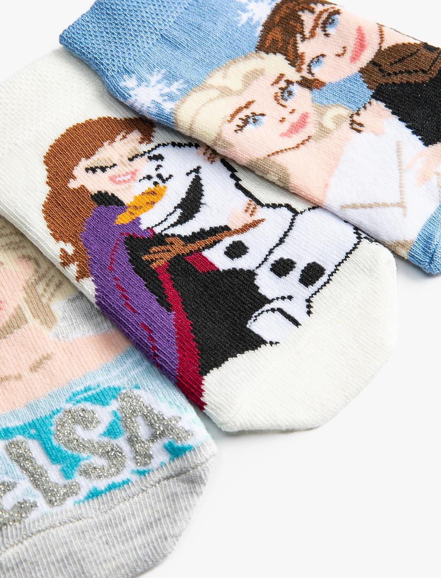  Kız Çocuk Frozen Çorap Seti 3'lü Baskılı Lisanslı