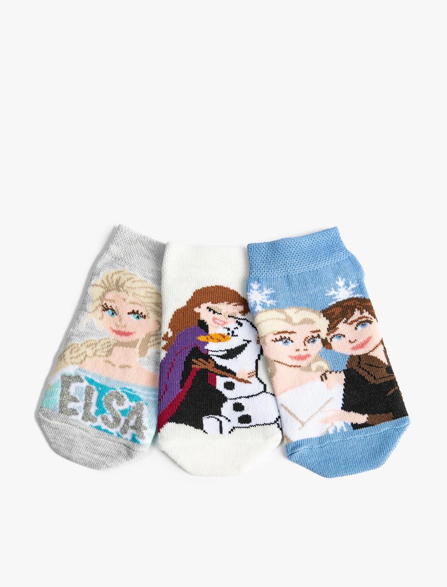  Kız Çocuk Frozen Çorap Seti 3'lü Baskılı Lisanslı
