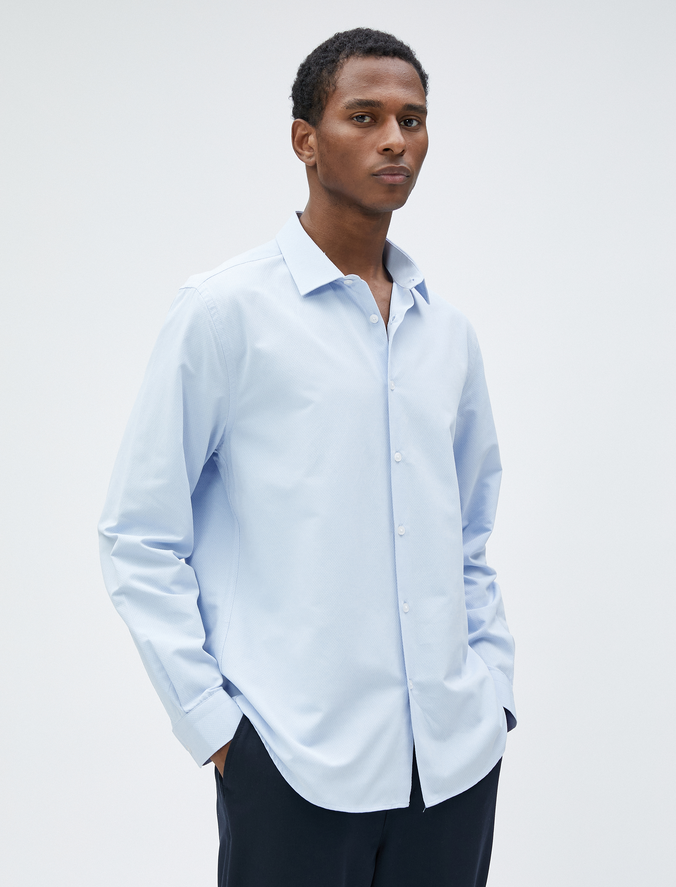   Spor Gömlek Slim Fit Klasik Yaka Uzun Kollu Non Iron