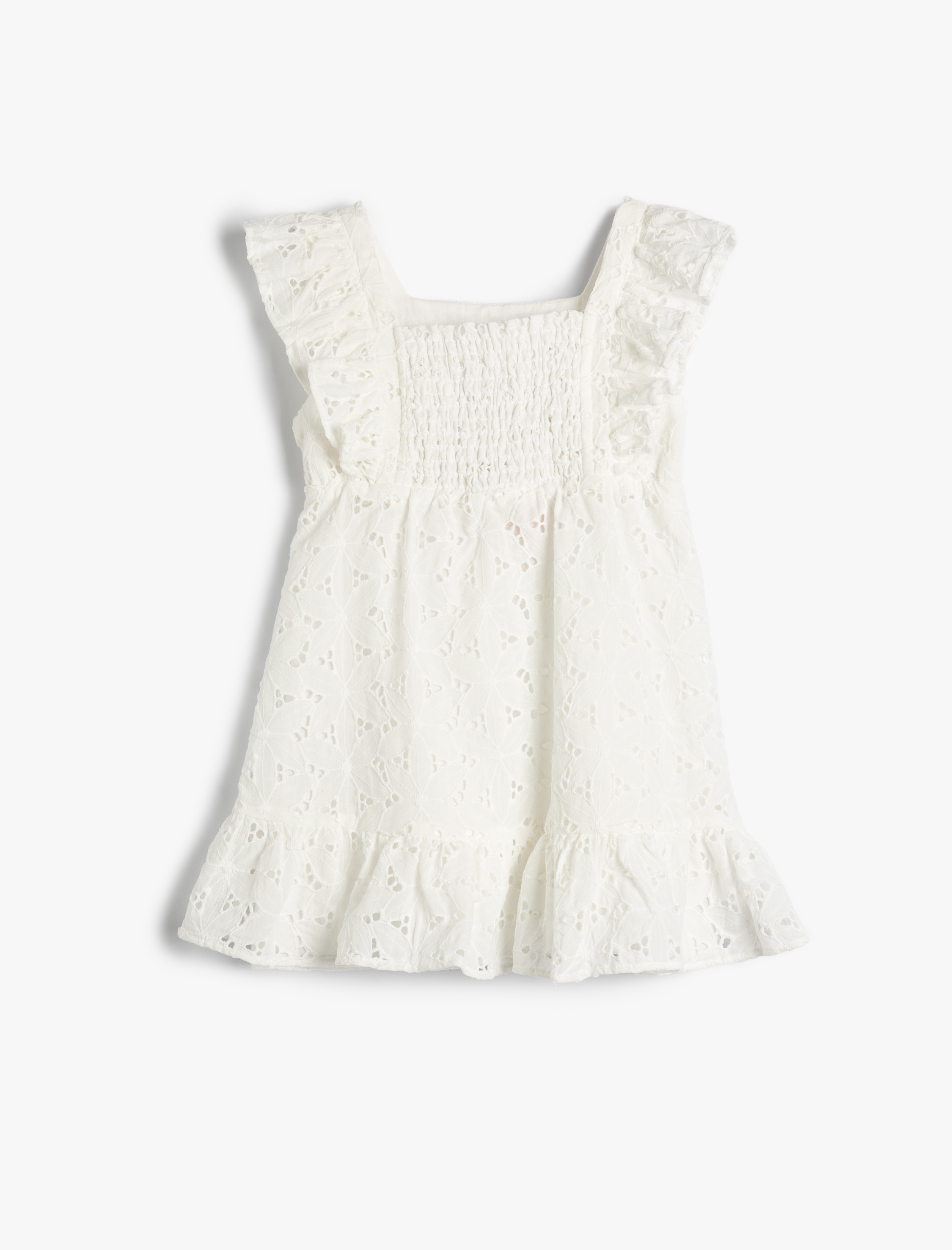  Kız Bebek Elbise Çiçekli Fistolu Fırfırlı Pamuklu Astarlı