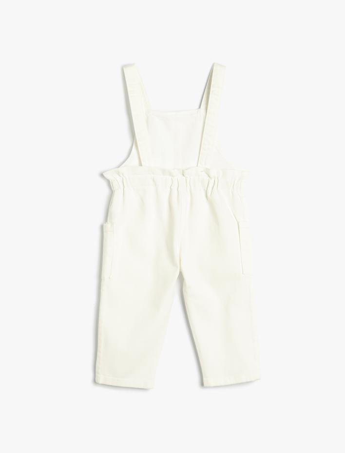 Kız Bebek Salopet Tulum Pamuklu Cepli Beli Lastikli