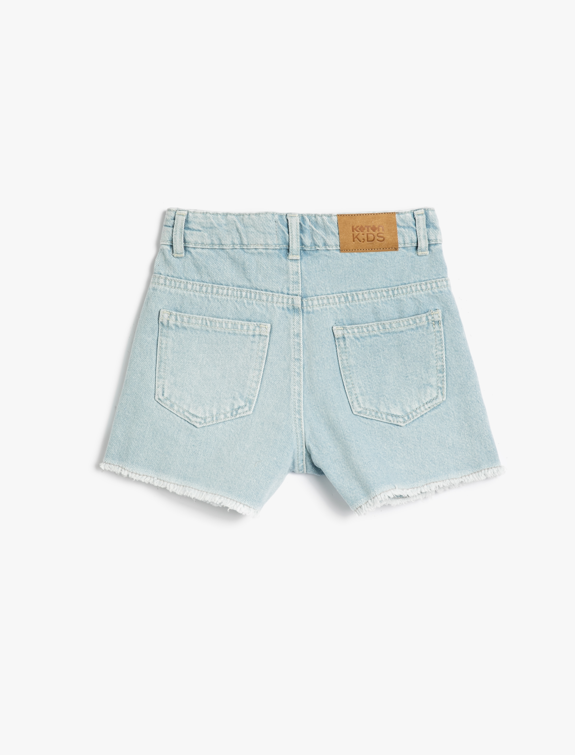  Kız Çocuk Kot Şort Kelebek Aplike Detaylı Cepli Pamuklu