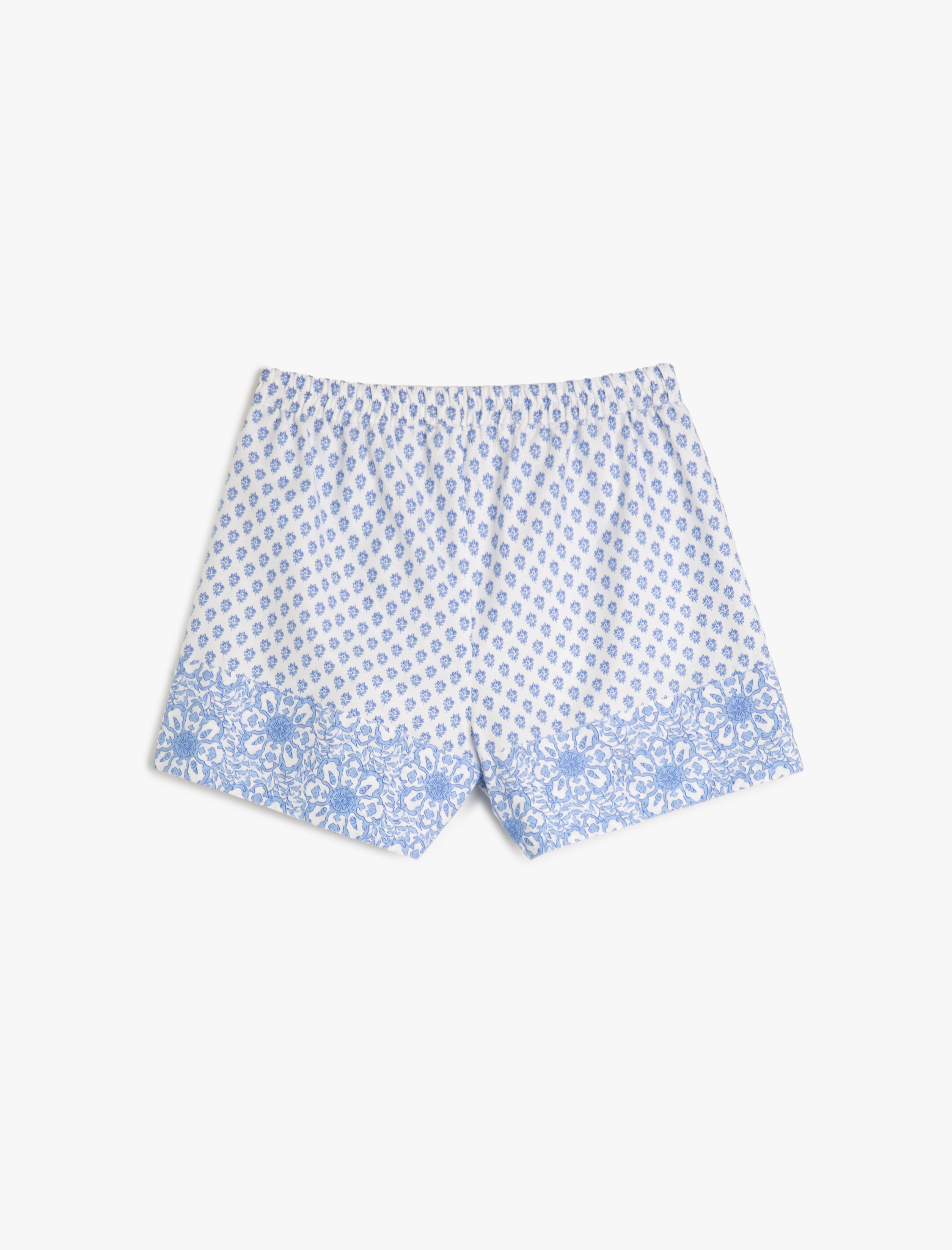   Pijama Altı Şort Çiçekli Beli Lastikli Pamuklu