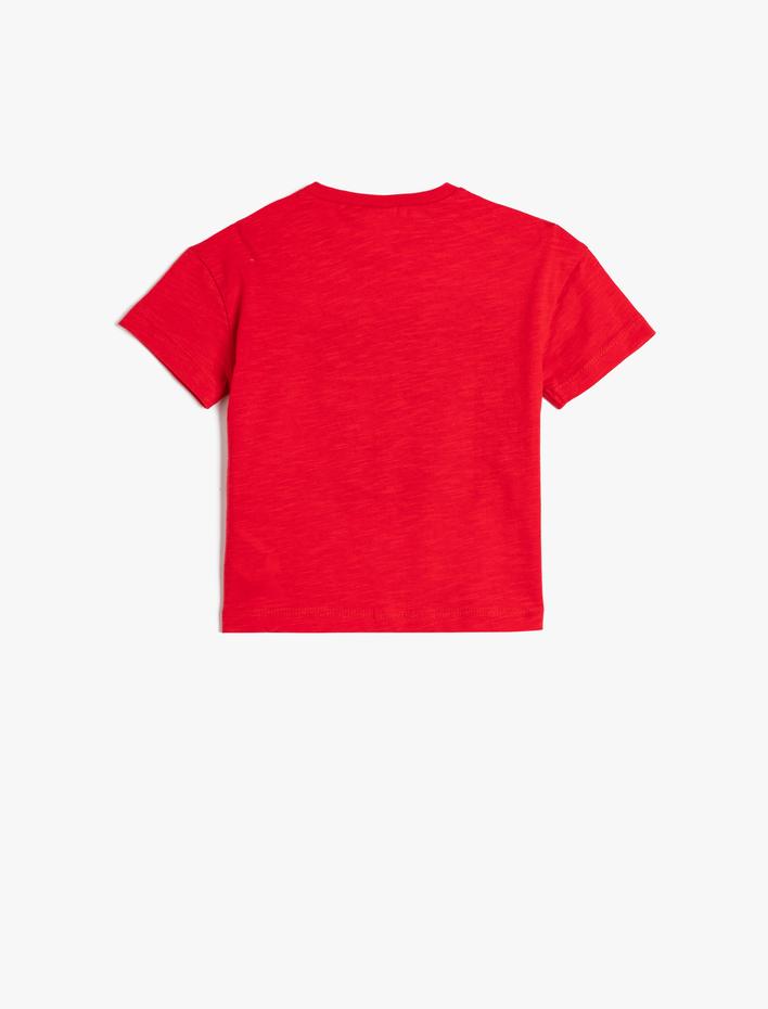 Erkek Bebek Tişört Baskılı Kısa Kollu Bisiklet Yaka Pamuklu