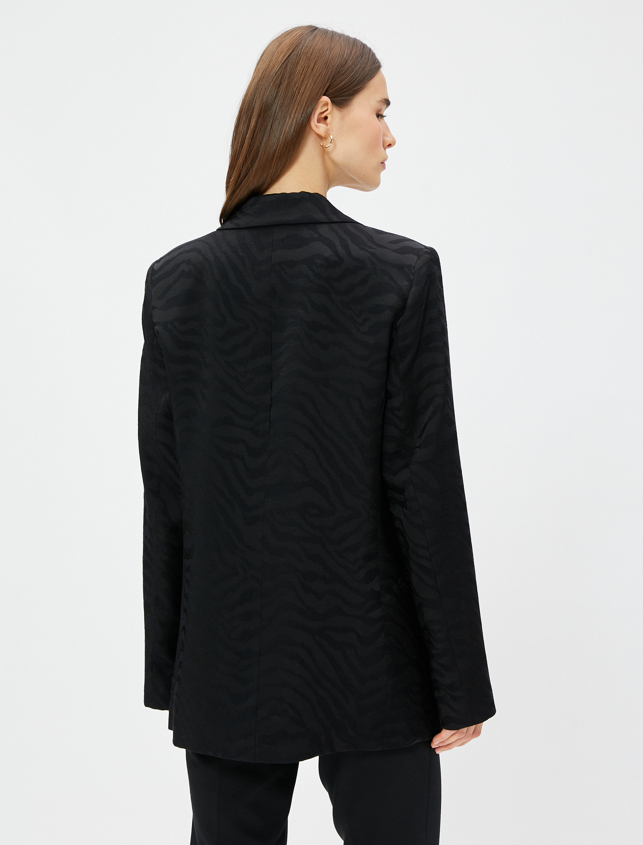 Zebra Desenli Oversize Blazer Ceket Tek Düğmeli
