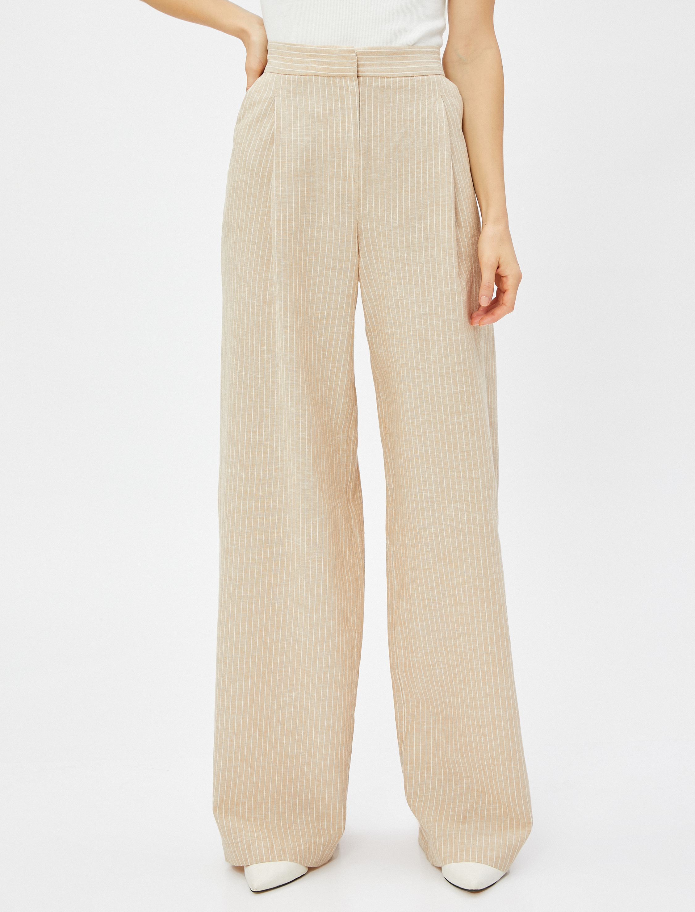   Cepli Palazzo Pantolon Keten Karışımlı