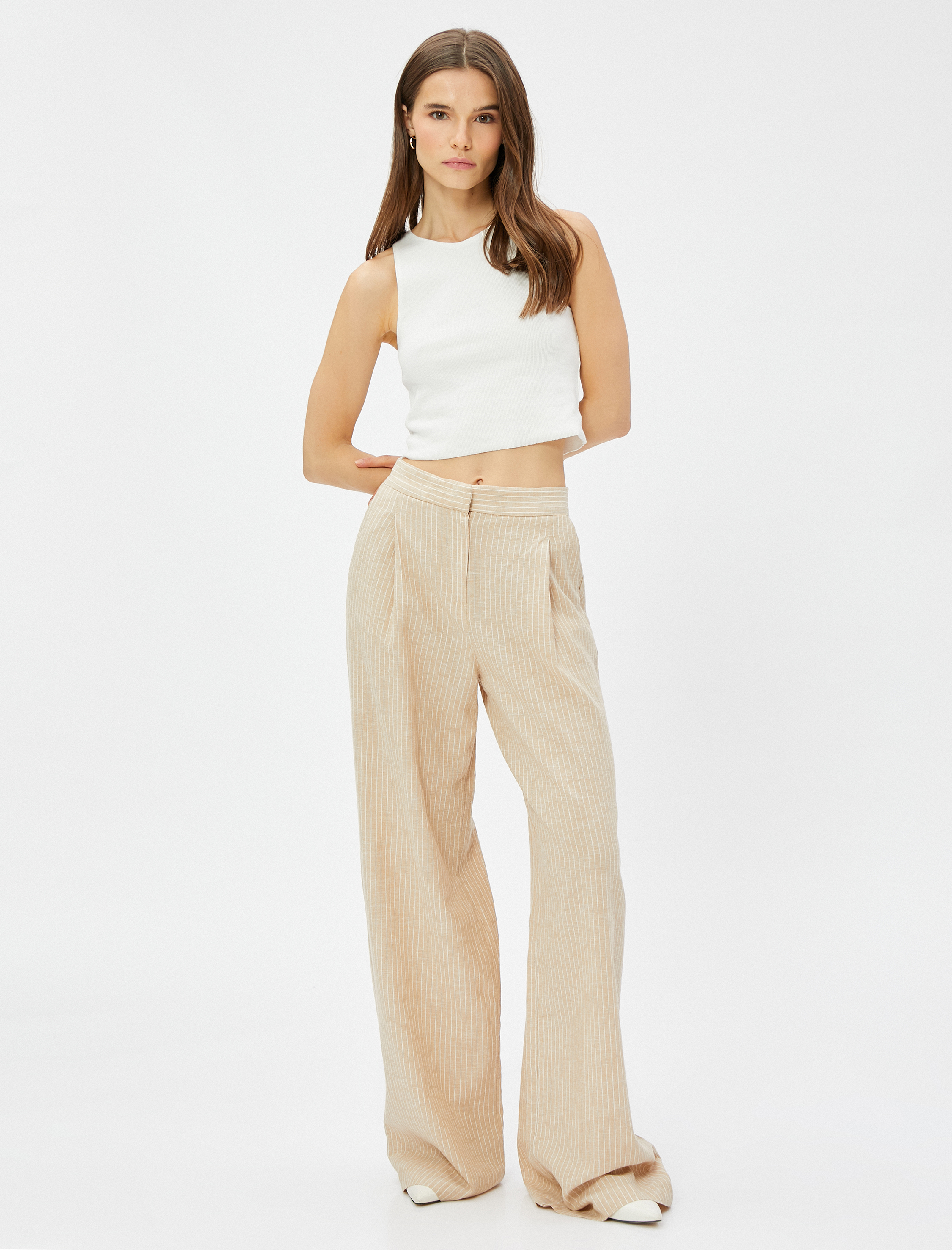   Cepli Palazzo Pantolon Keten Karışımlı