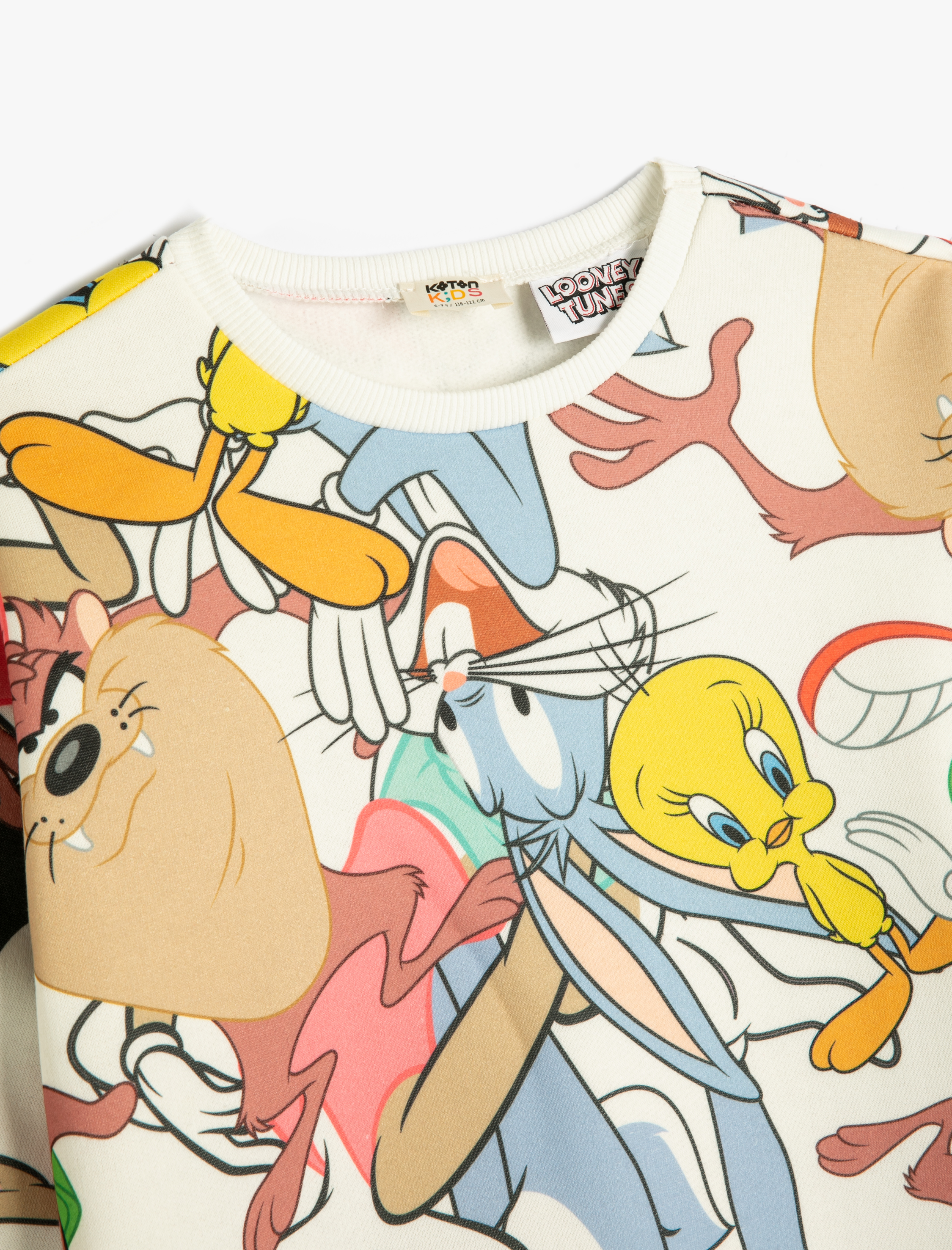 Kız Çocuk Looney Tunes Sweatshirt Lisanslı Uzun Kollu Bisiklet Yaka Pamuklu Şardonlu