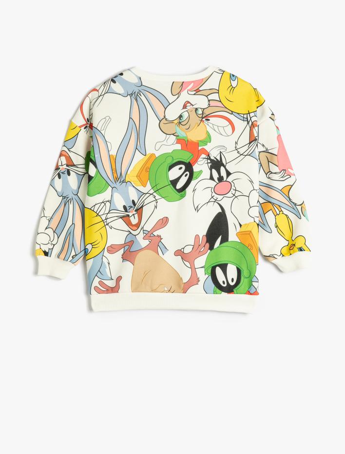 Kız Çocuk Looney Tunes Sweatshirt Lisanslı Uzun Kollu Bisiklet Yaka Pamuklu Şardonlu